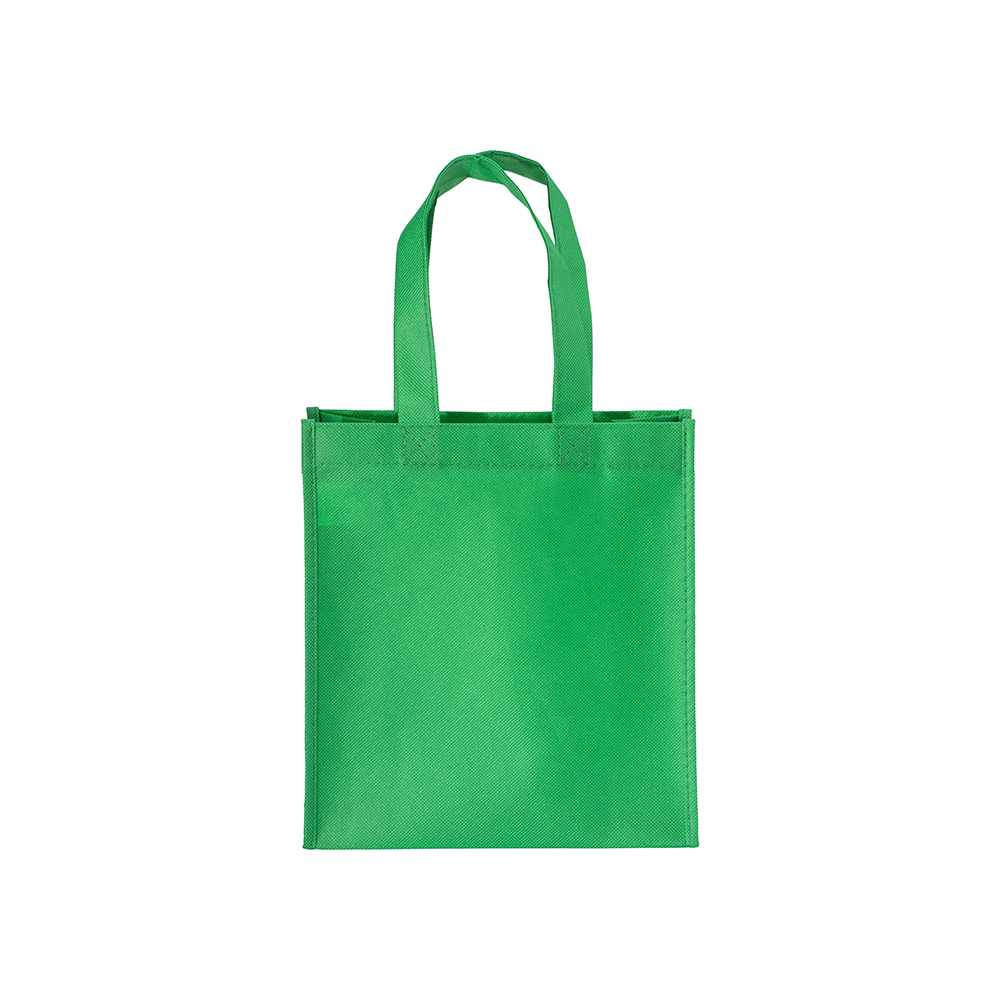 Mini bolsa de PET reciclado  80 g/m2, asas cortas y fuelle, Verde, , , 80 G/M2,