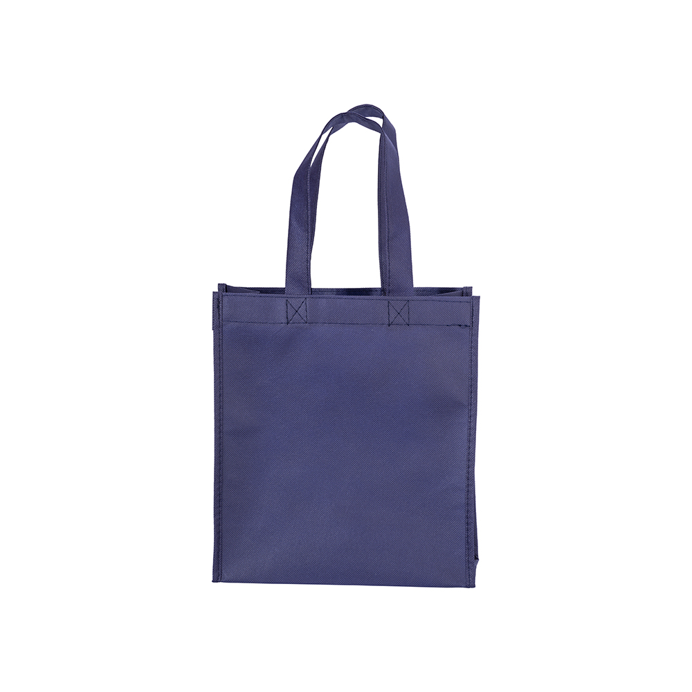 Mini bolsa de PET reciclado  80 g/m2, asas cortas y fuelle, Azul, , , 80 G/M2,