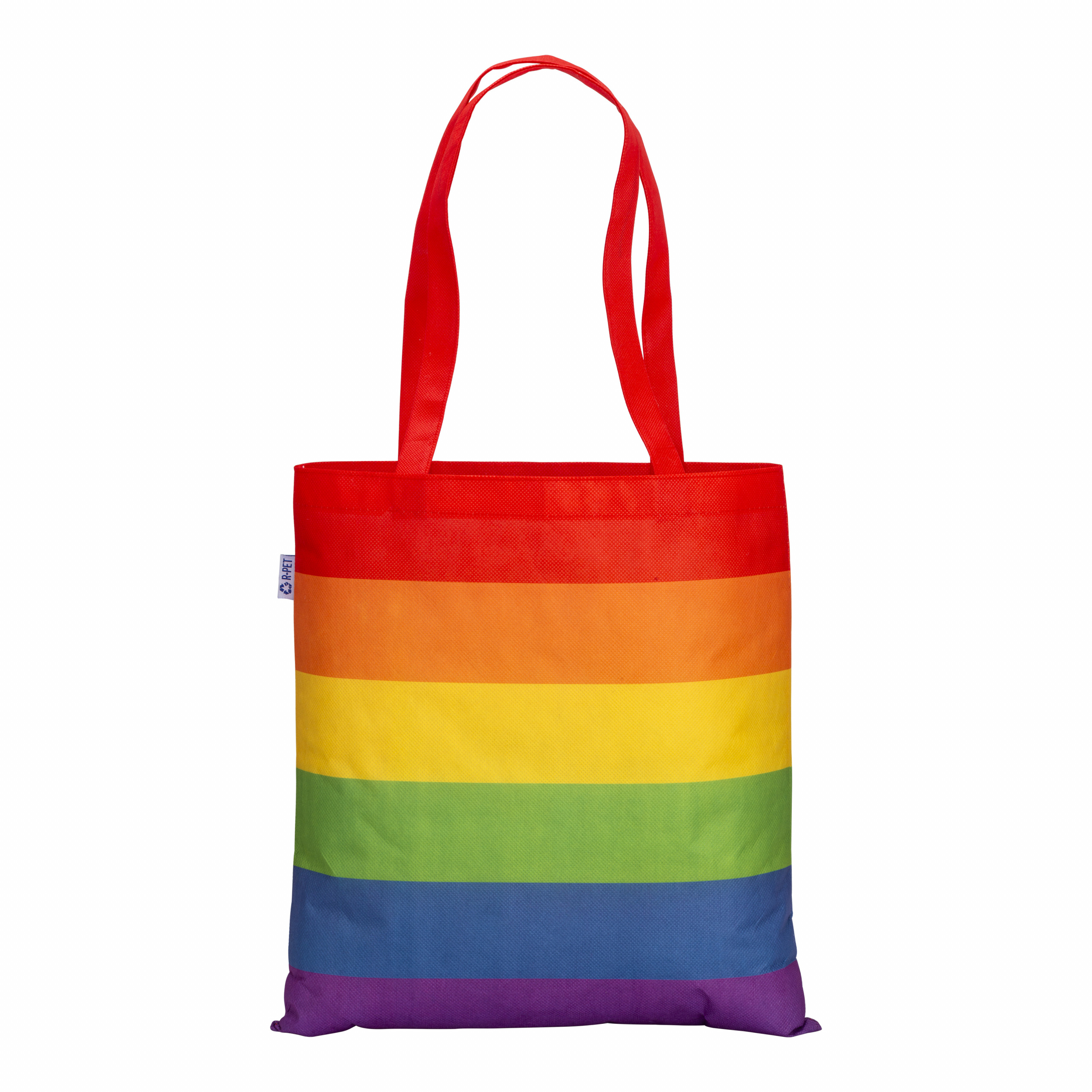 Bolsa Arcoiris de PET reciclado 80 g/m2, asas largas, Rojo, , , ,