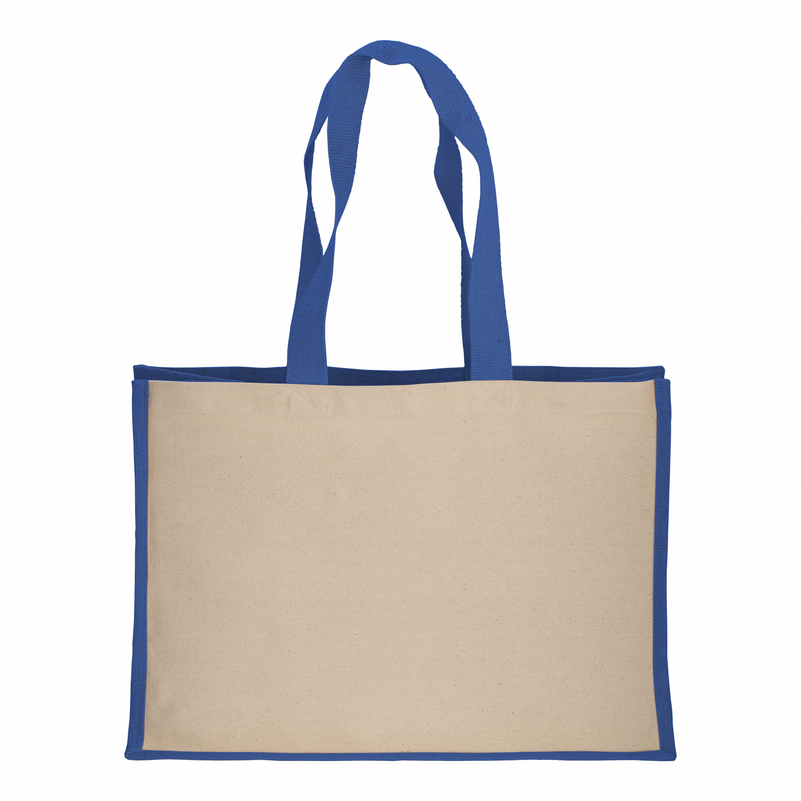 Bolsa de algodón 238 g/m2 con yute y algodón, asas largas y fuelle, Royal, , , 280 GR,