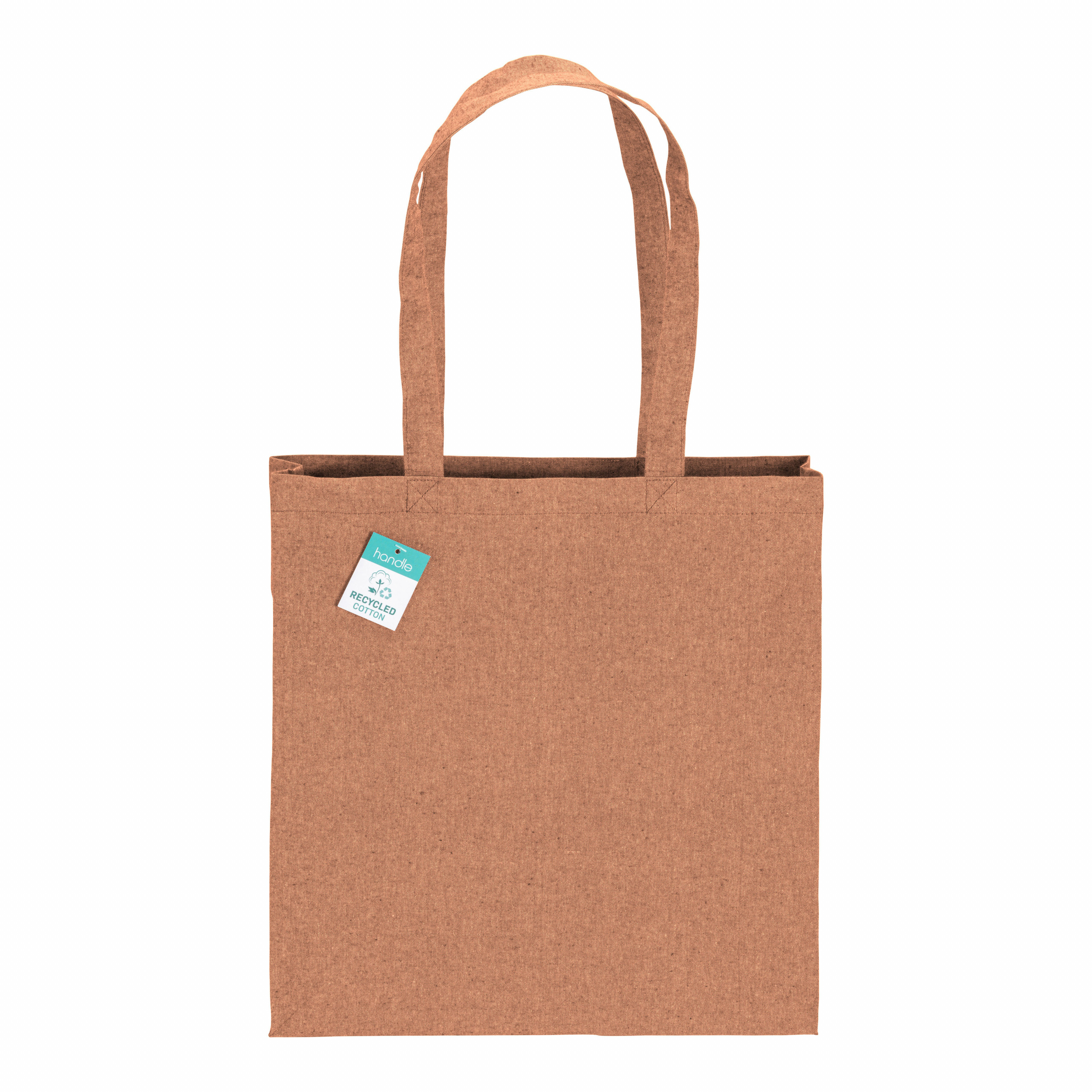 Bolsa de algodón reciclado de 190 g/m2, asas largas y fuelle, Naranja, , , 190 GR M2,