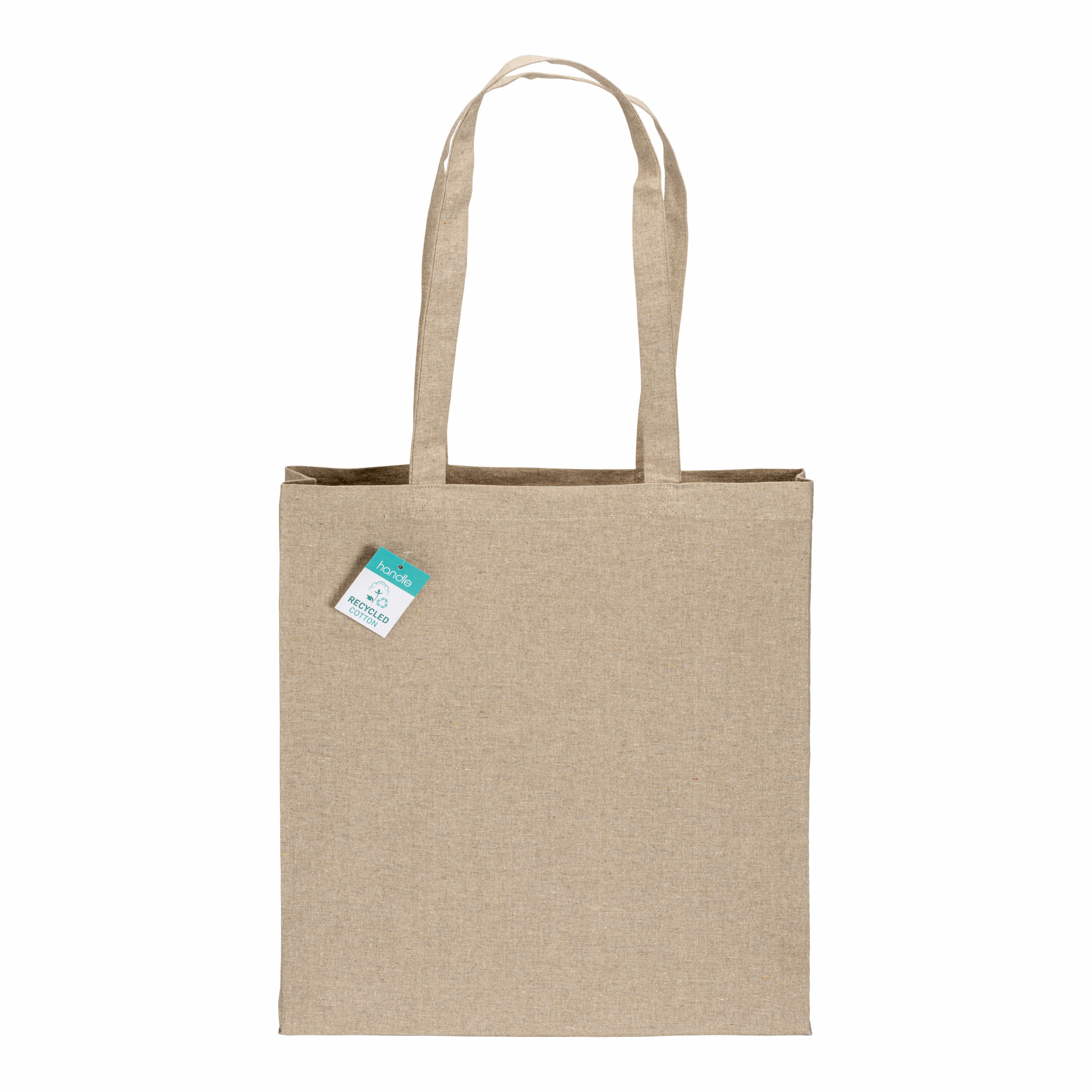 Bolsa de algodón reciclado de 190 g/m2, asas largas y fuelle, Natural, , , 190 GR M2,