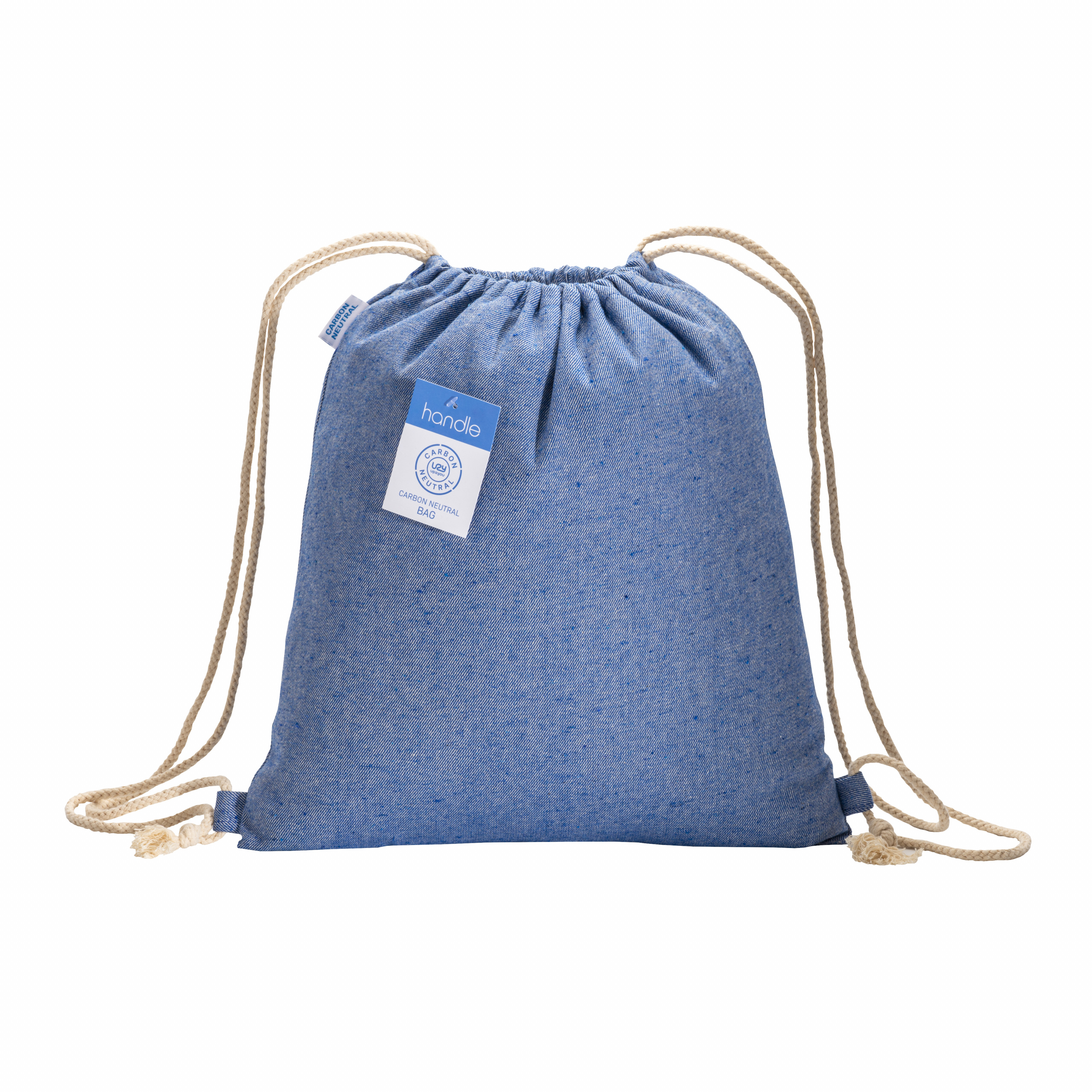 Mochila de 280 gr/m2 de algodón reciclado con efecto melange y cierre de cordón con ojal, Royal, , , 10OZ 280 GSM M2,