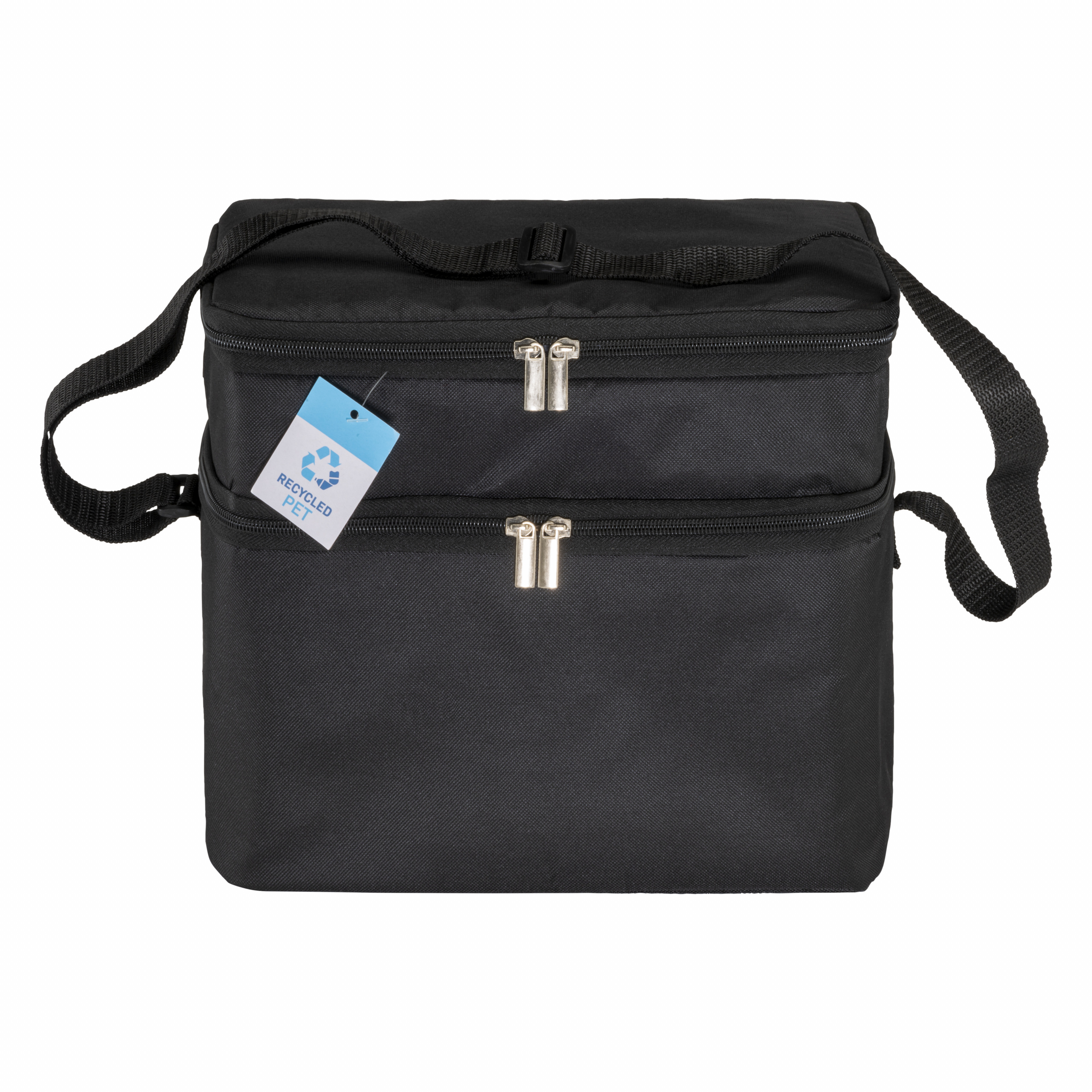 Bolsa nevera R-pet con interior plateado, Negro, , , ,