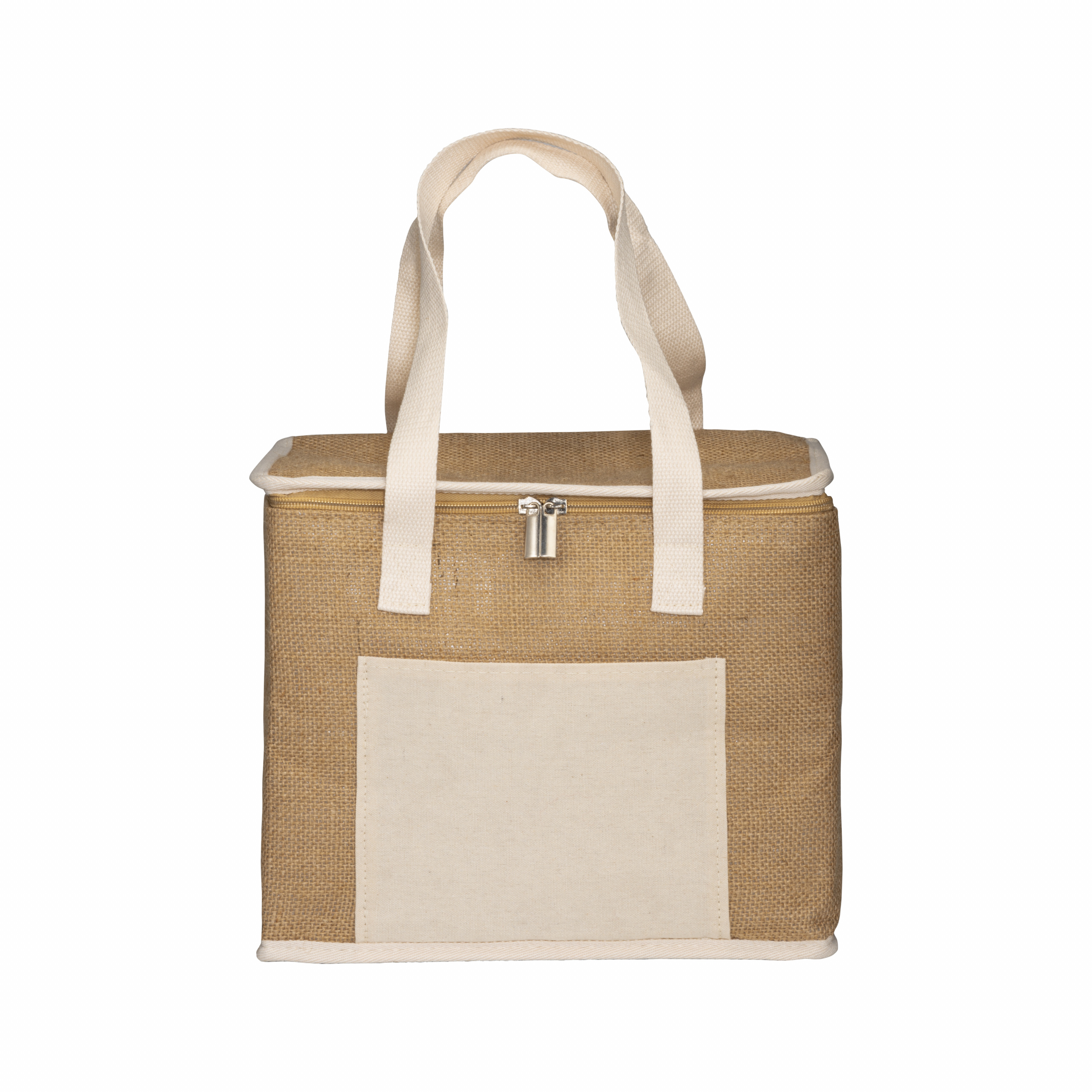 Bolsa nevera de yute con interior plateado, Natural, , , ,