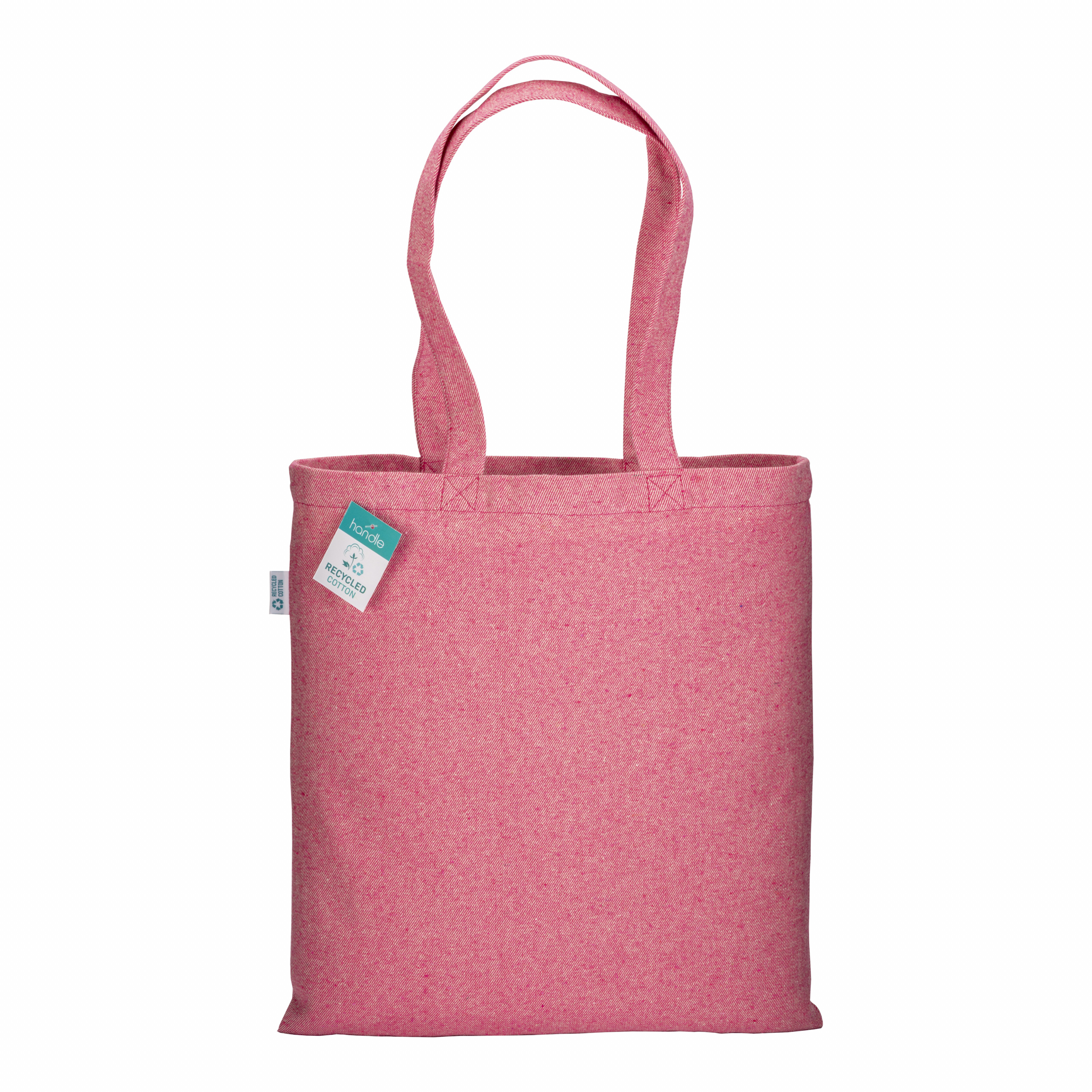 Bolsa de algodón reciclado 280 g/m2, asas largas, Rosado, , , 280 GSM/M2 (10 OZ TWILL ),