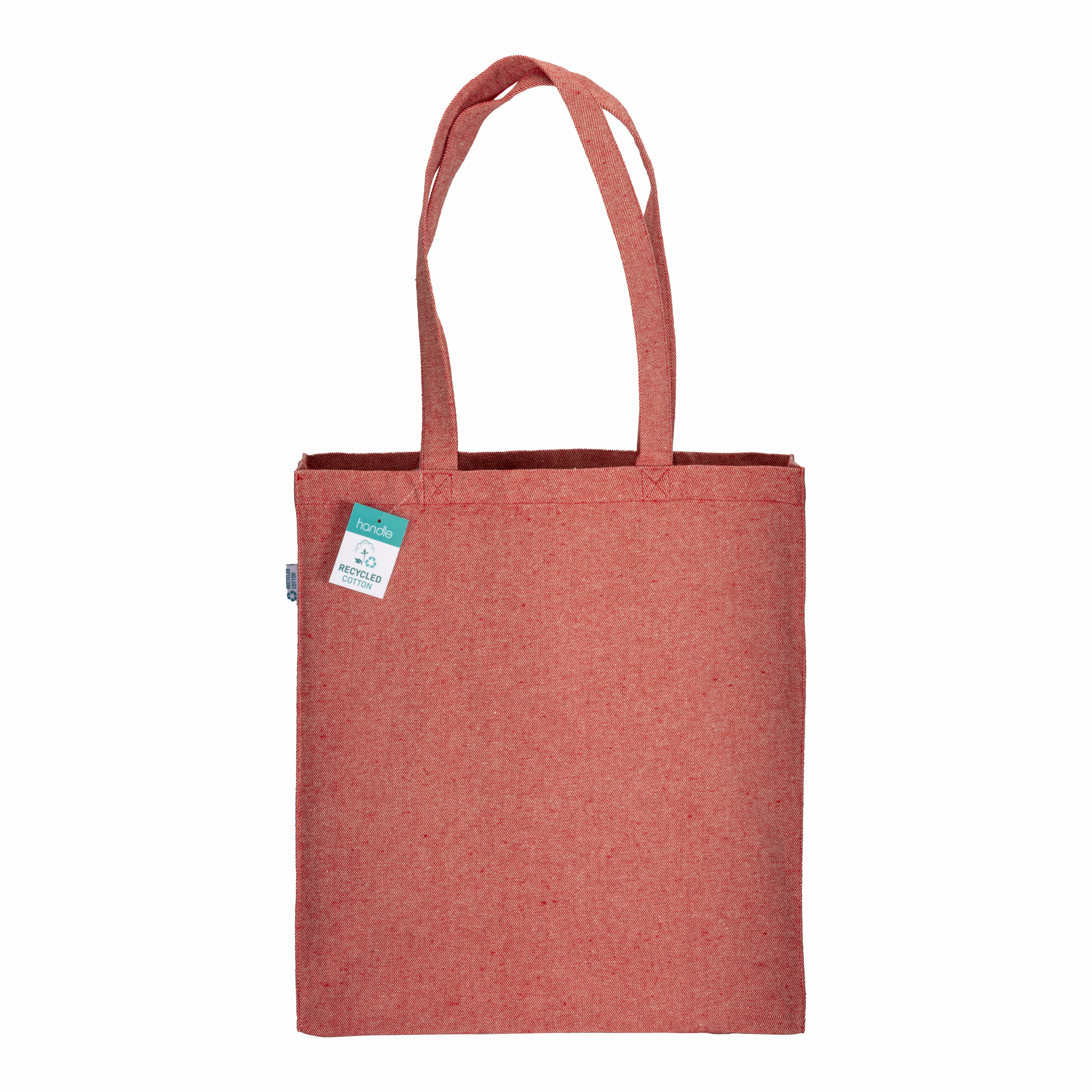 Bolsa de algodón reciclado 280 g/m2, asas largas y fuelle, Rojo, , , 280 GSM/M2 (10 OZ TWILL ),