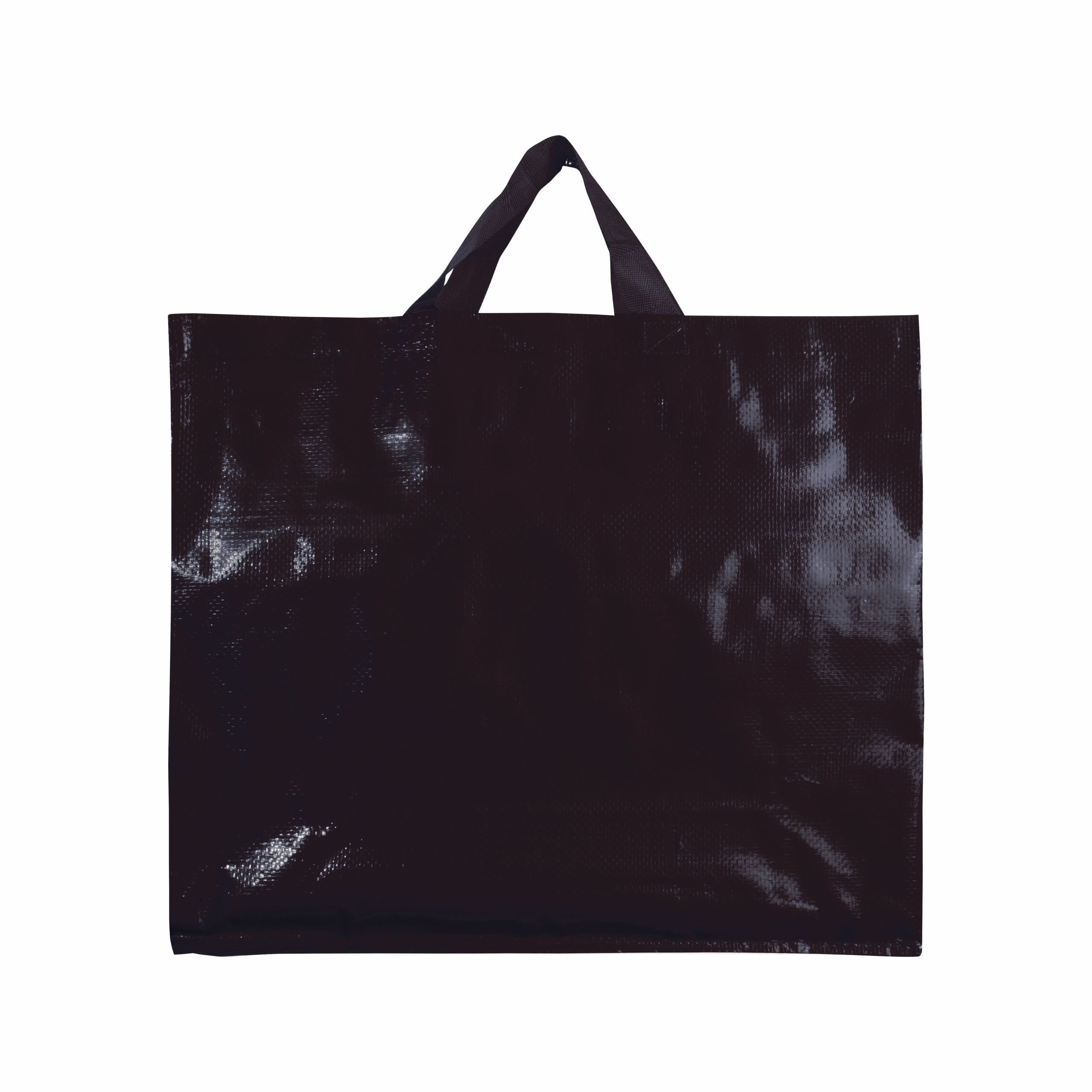 Bolsa de la compra de PP laminado reciclado de 120 g/m2 con fuelle y asas cortas, Negro, , , 120 GSM M2,