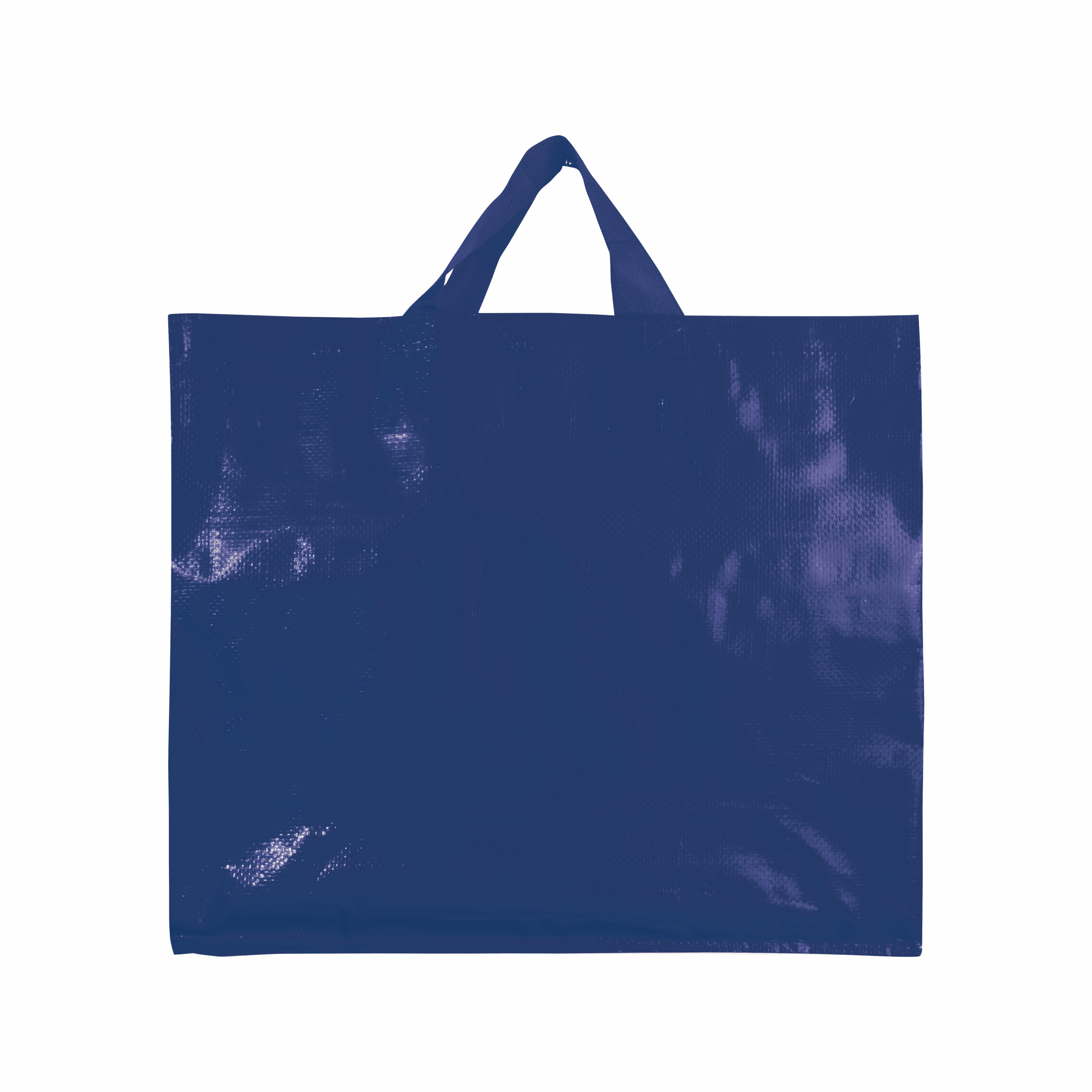 Bolsa de la compra de PP laminado reciclado de 120 g/m2 con fuelle y asas cortas, Azul, , , 120 GSM M2,