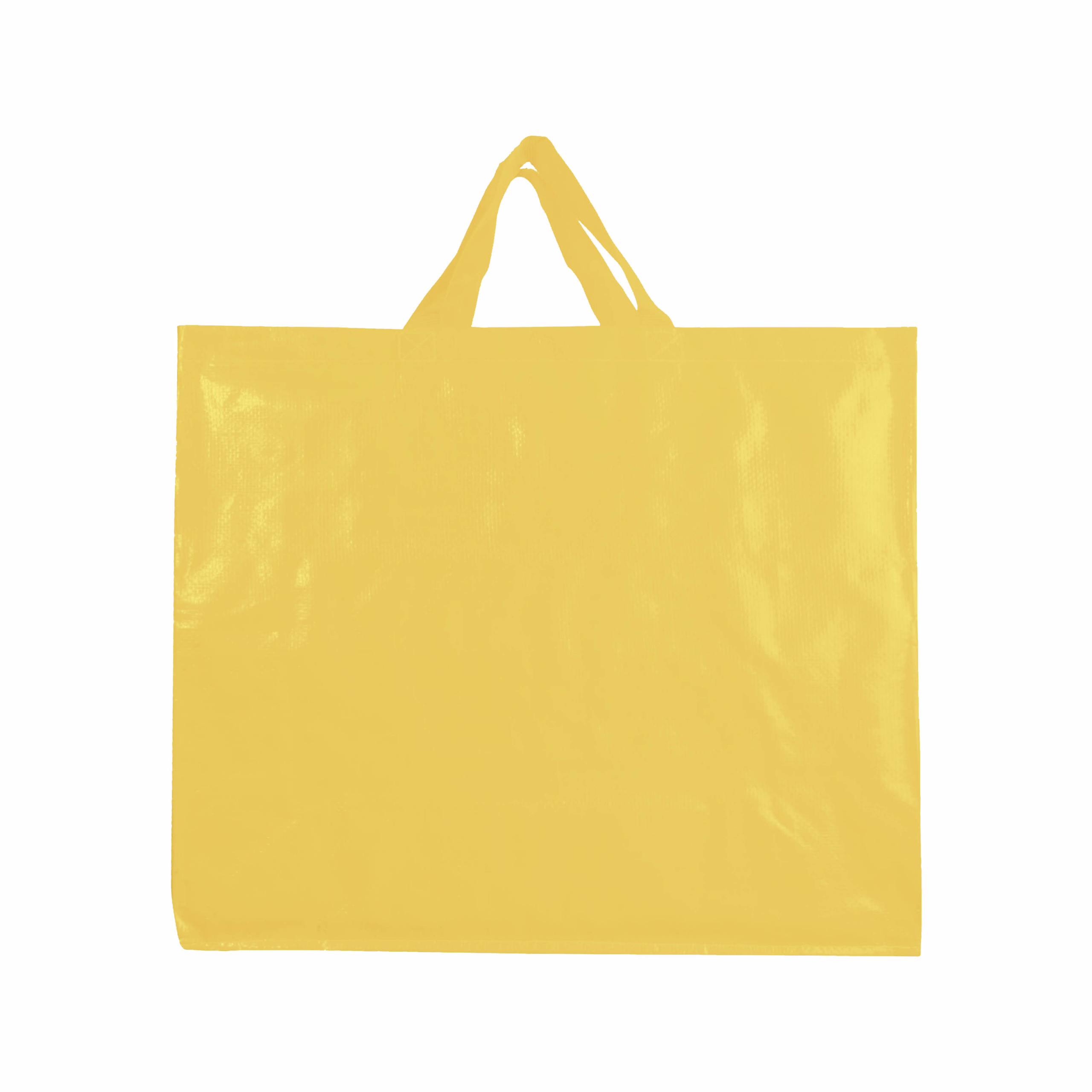 Bolsa de la compra de PP laminado reciclado de 120 g/m2 con fuelle y asas cortas, Amarillo, , , 120 GSM M2,