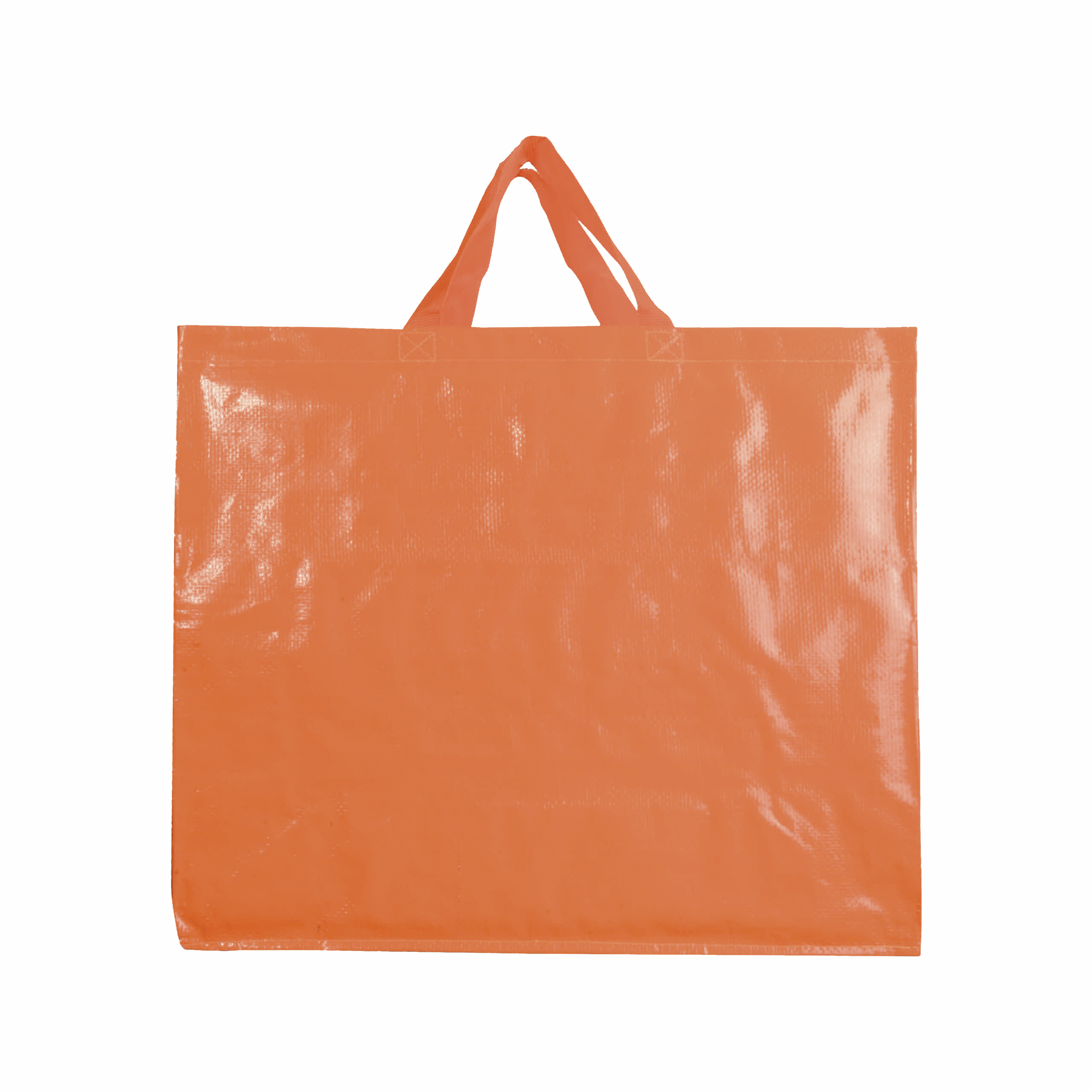 Bolsa de la compra de PP laminado reciclado de 120 g/m2 con fuelle y asas cortas, Naranja, , , 120 GSM M2,
