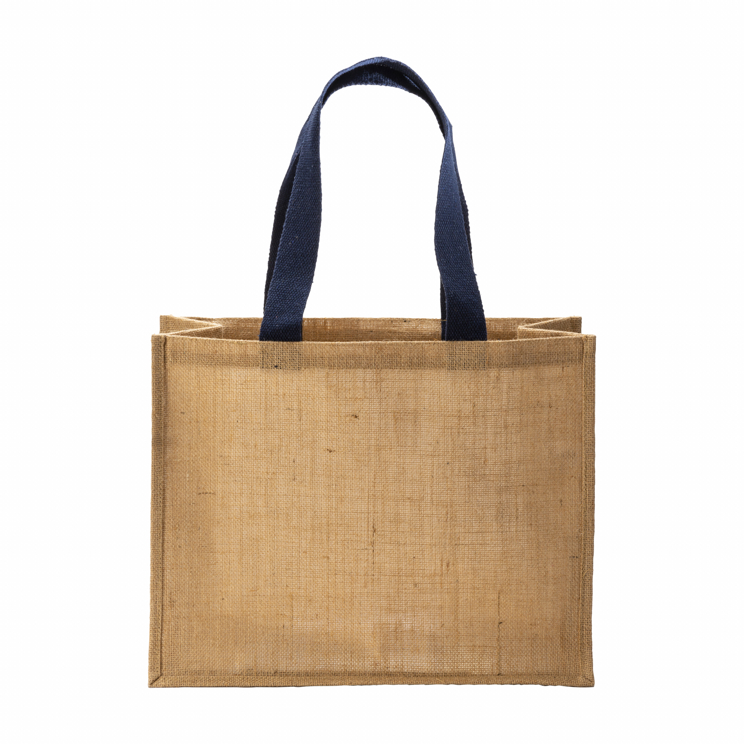 Bolsa de yute, asas largas de colores y fuelle, Azul, , , 15X14 NATURAL LAMINATED JUTE,