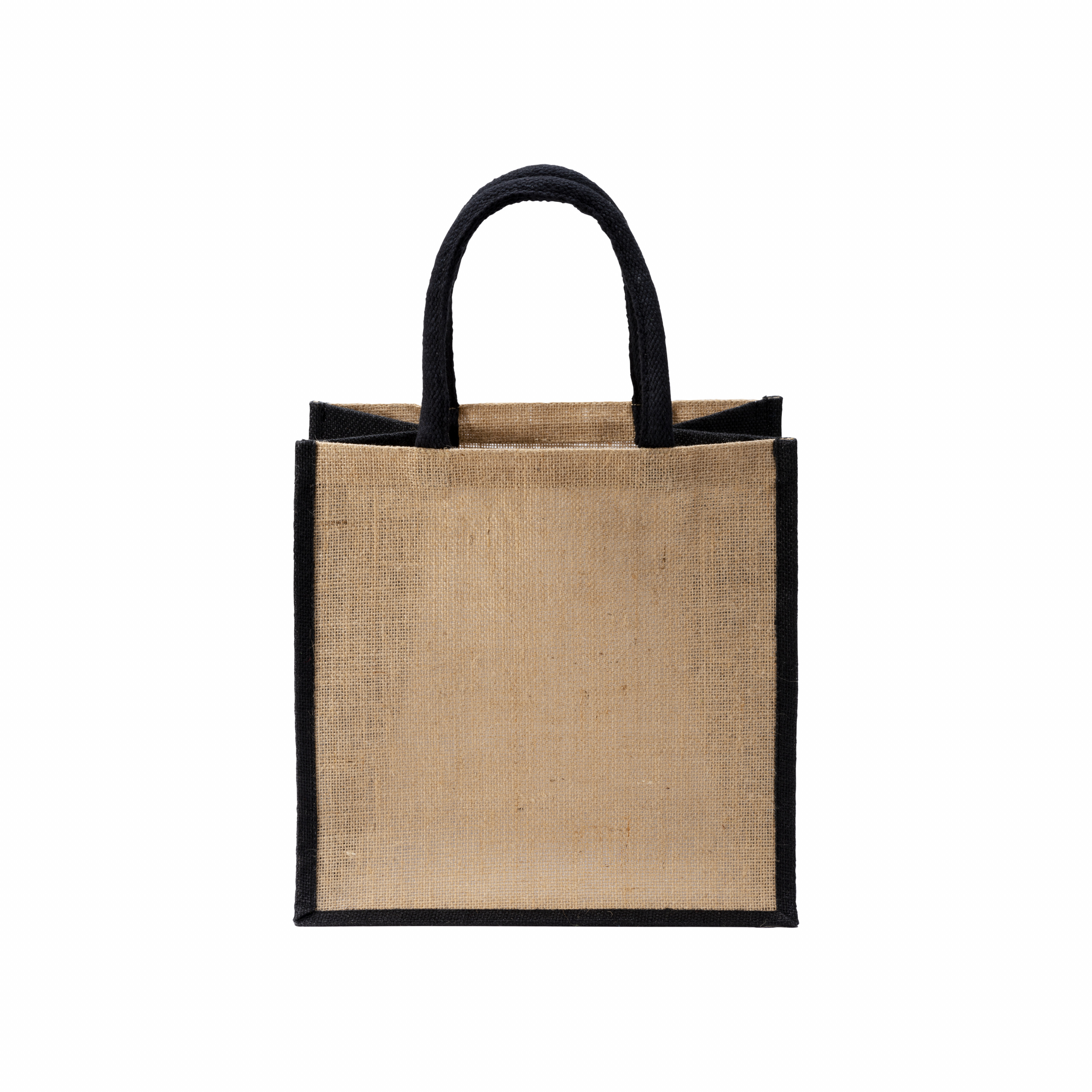 Bolsar de yute con asas y aplicaciones de colores, Negro, , , ,