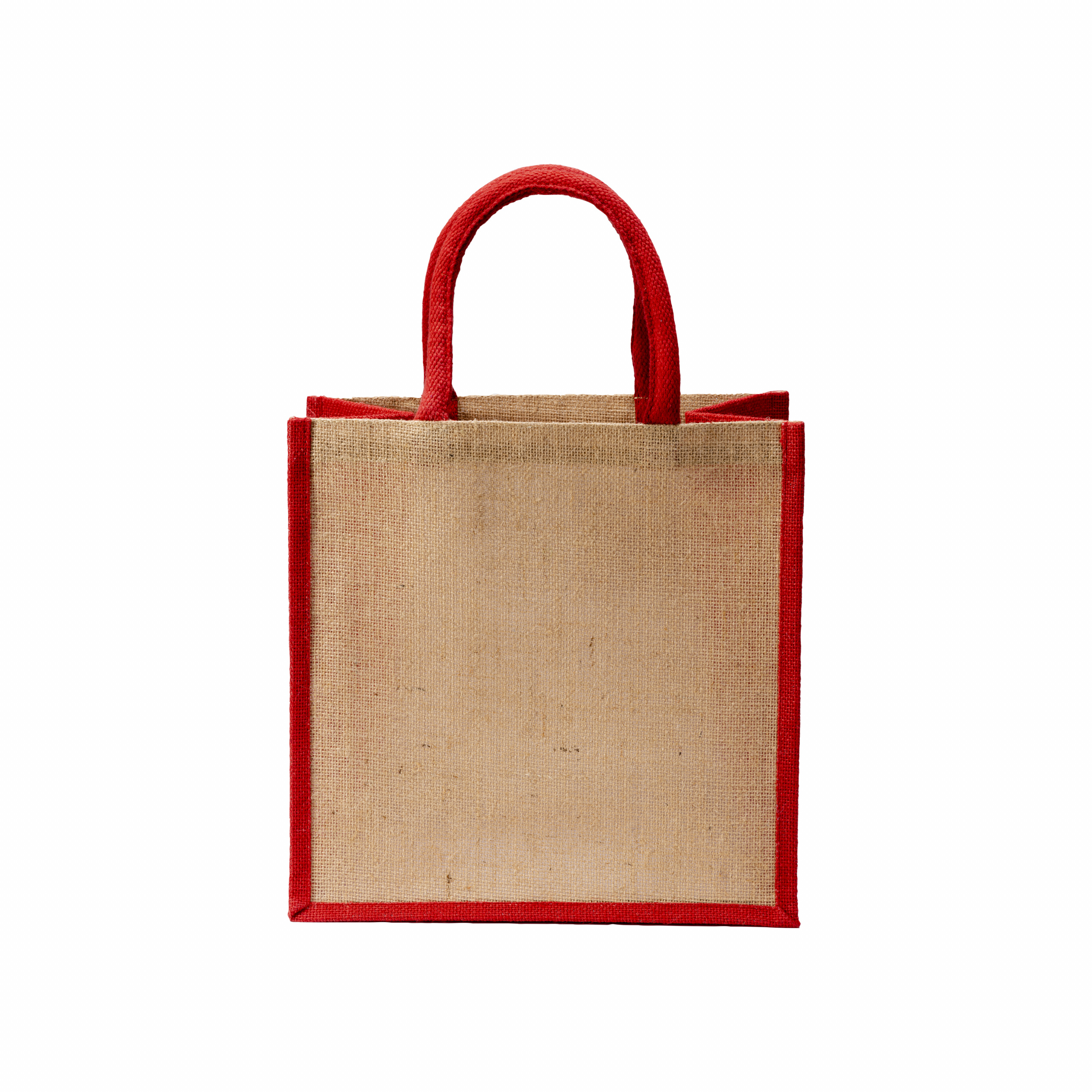 Bolsar de yute con asas y aplicaciones de colores, Rojo, , , ,