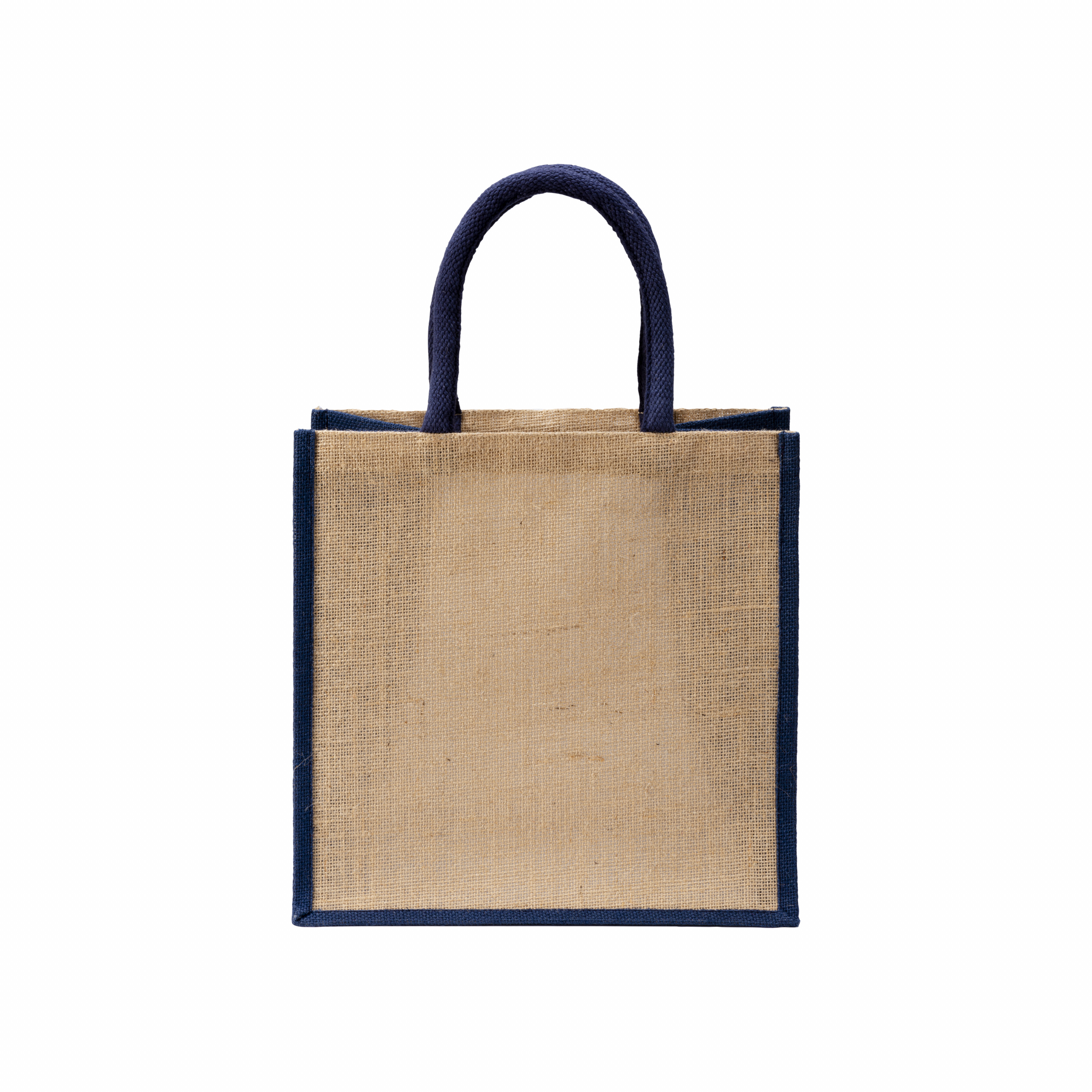 Bolsar de yute con asas y aplicaciones de colores, Azul, , , ,