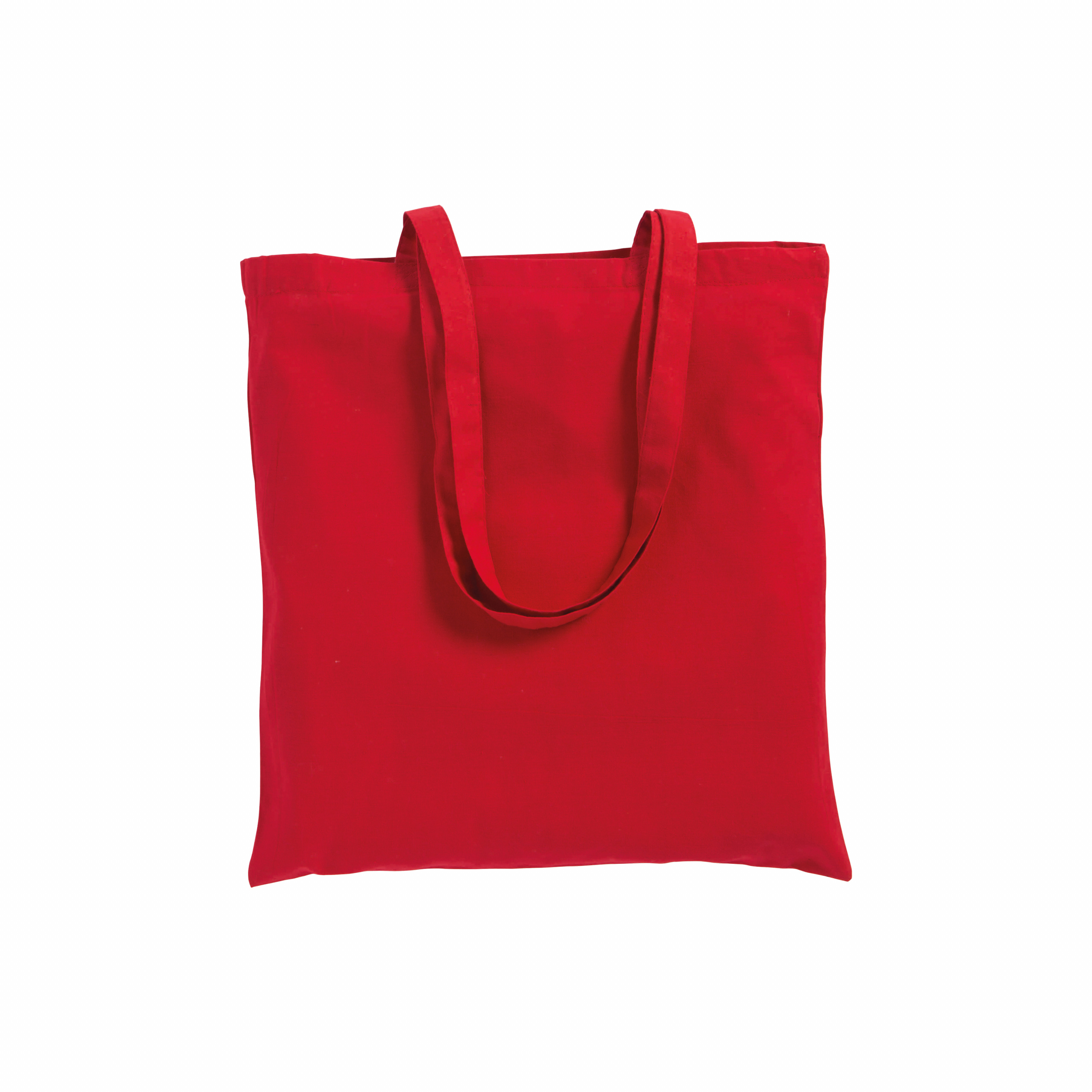 Bolsa de algodón/poliéster reciclado de 180 g/m2, asas largas y fuelle, Rojo, , , 180GR/M2,