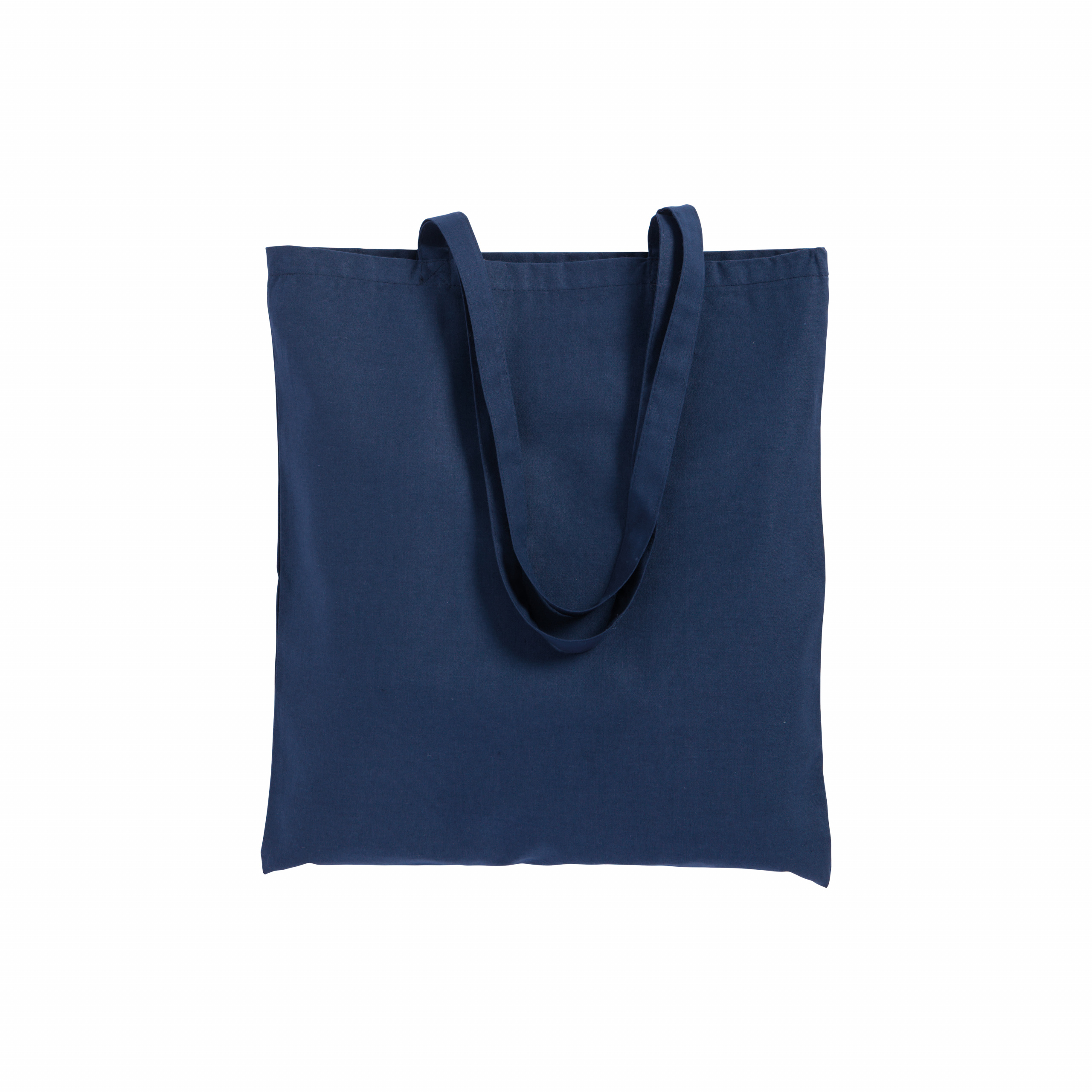 Bolsa de algodón/poliéster reciclado de 180 g/m2, asas largas y fuelle, Azul, , , 180GR/M2,