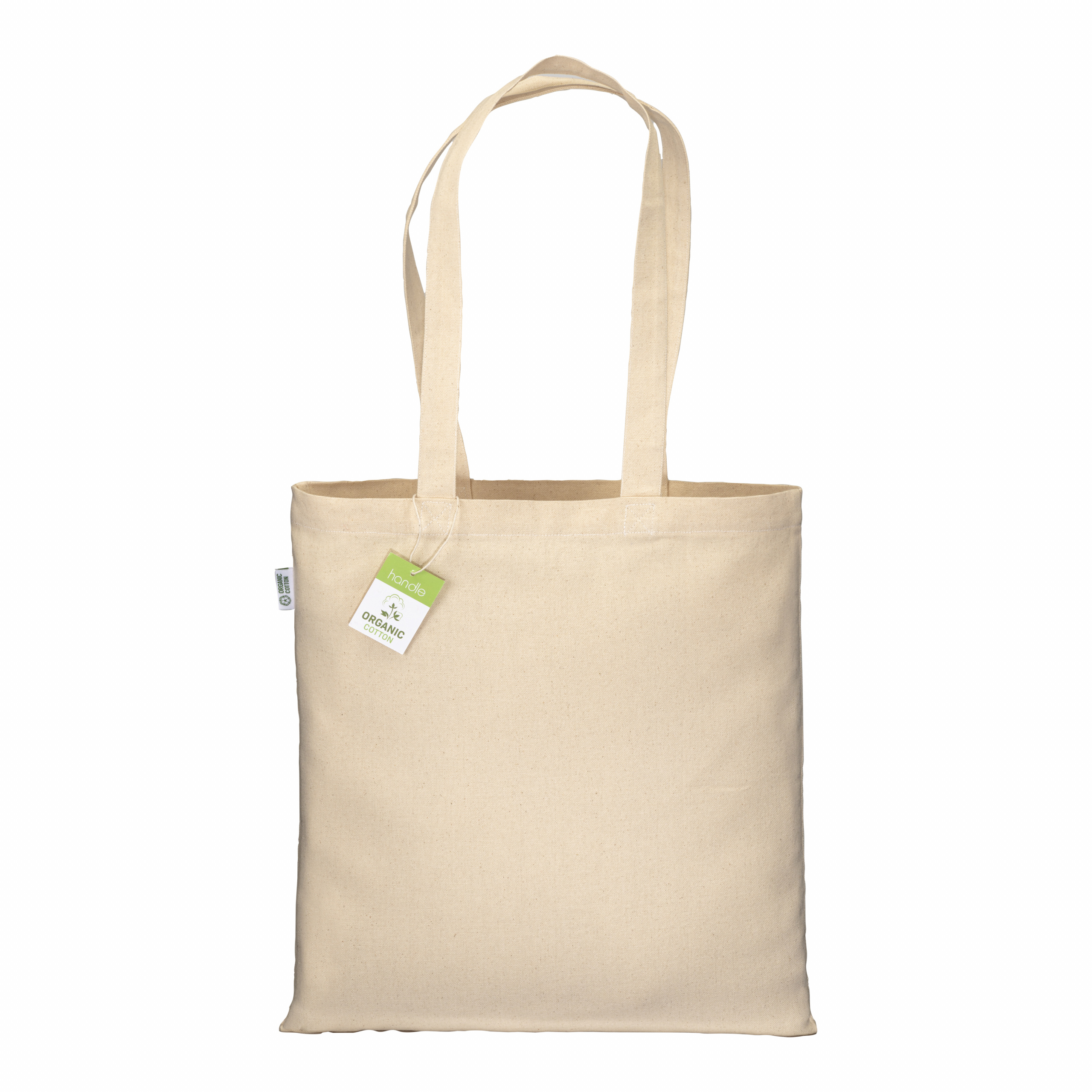 Bolsa de algodón orgánico de 220 g/m2, asas largas, Natural, , , 220 GR/M2- ORGANIC COTTON,