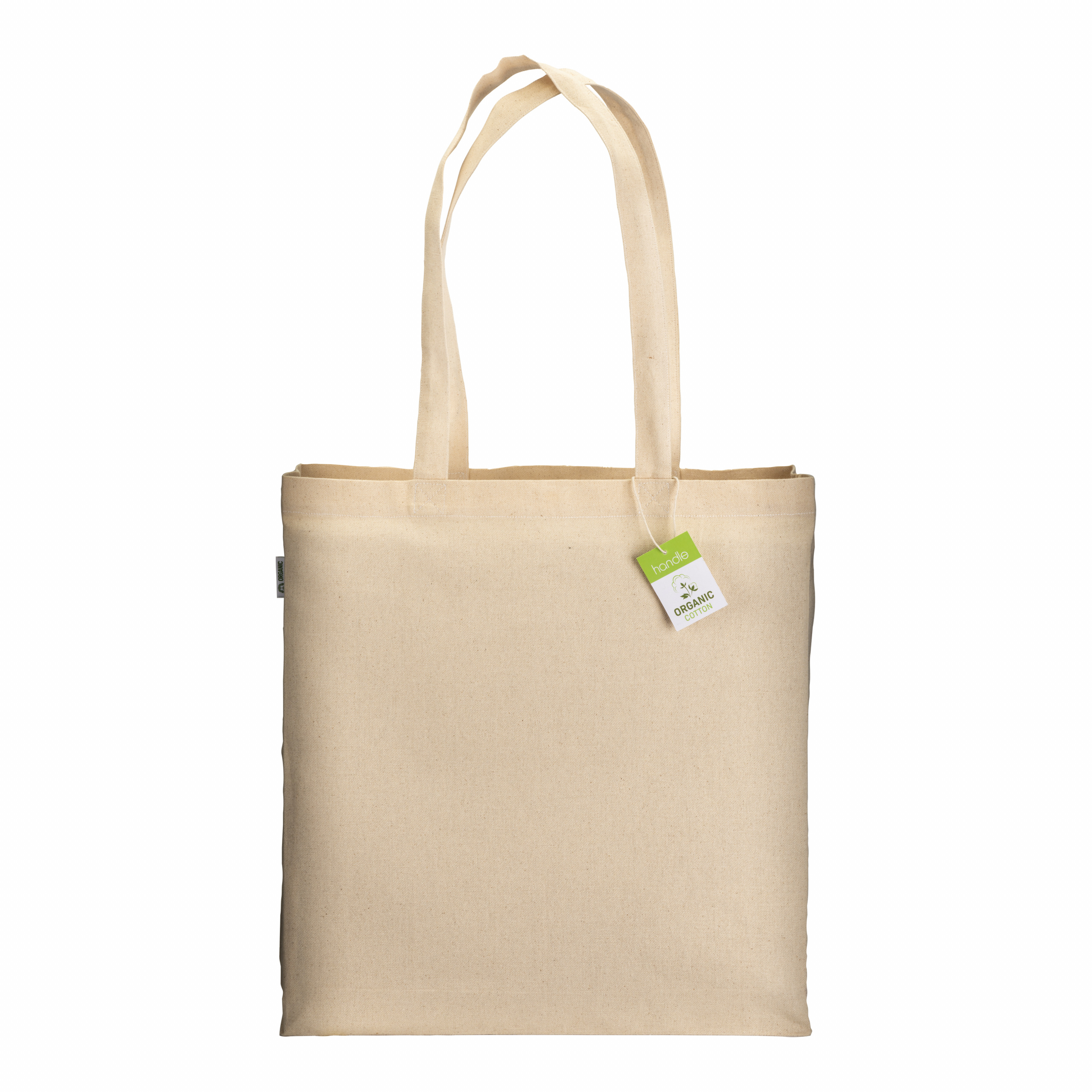 Bolso de algodón orgánico de 220 g/m&sup2;, con asas largas y fuelle., Natural, , , 220 GR/M2- ORGANIC COTTON,