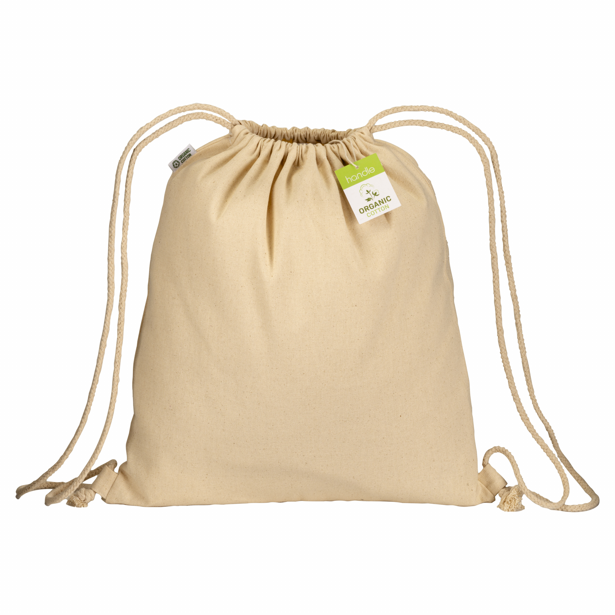 Mochila de algodón orgánico de 220 g/m², con cierre de cordón., Natural, , , 220 GR/M2- ORGANIC COTTON,