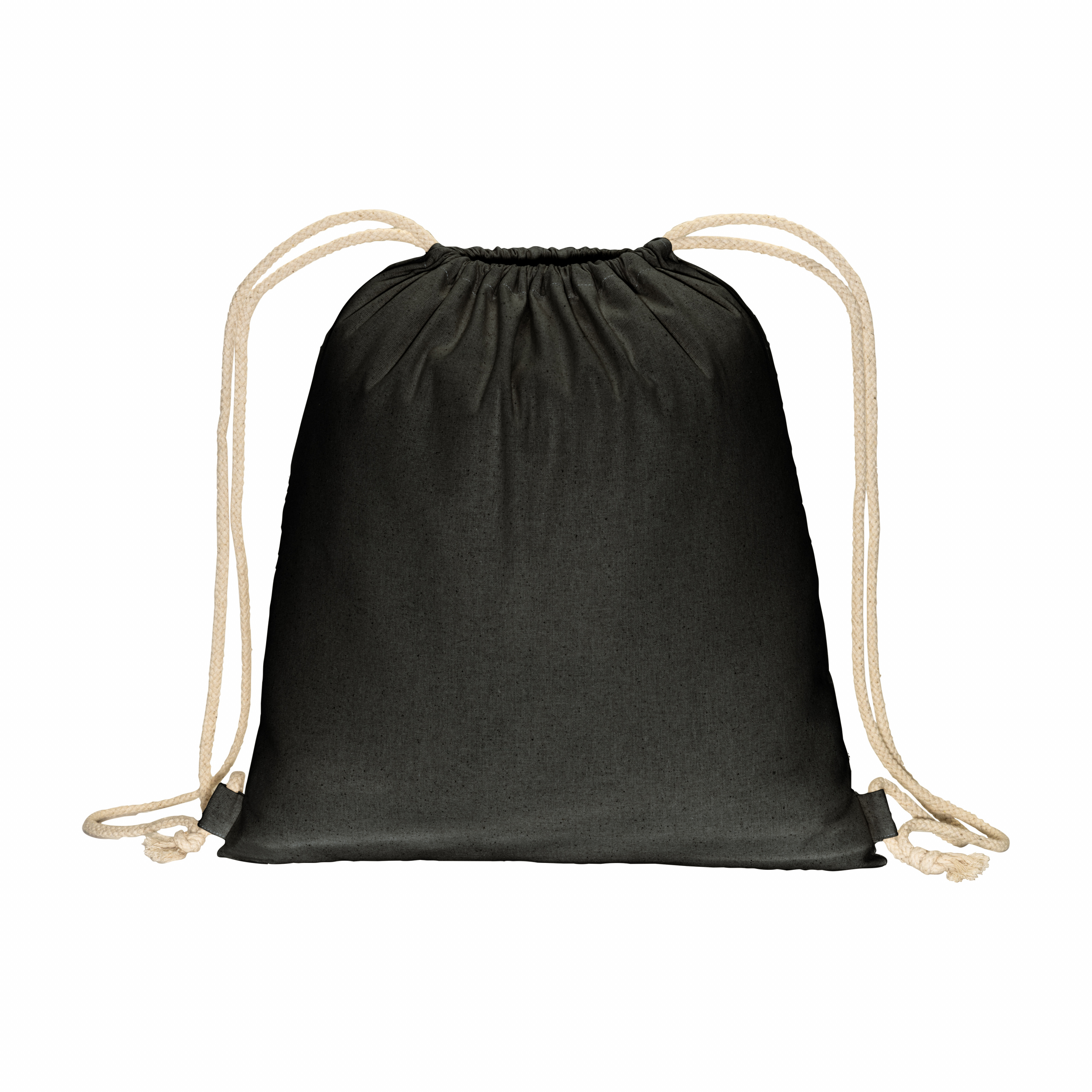 Mochila de algodón de 180 g/m², con cierre de cordón, Negro, , , 180 GR/M2,