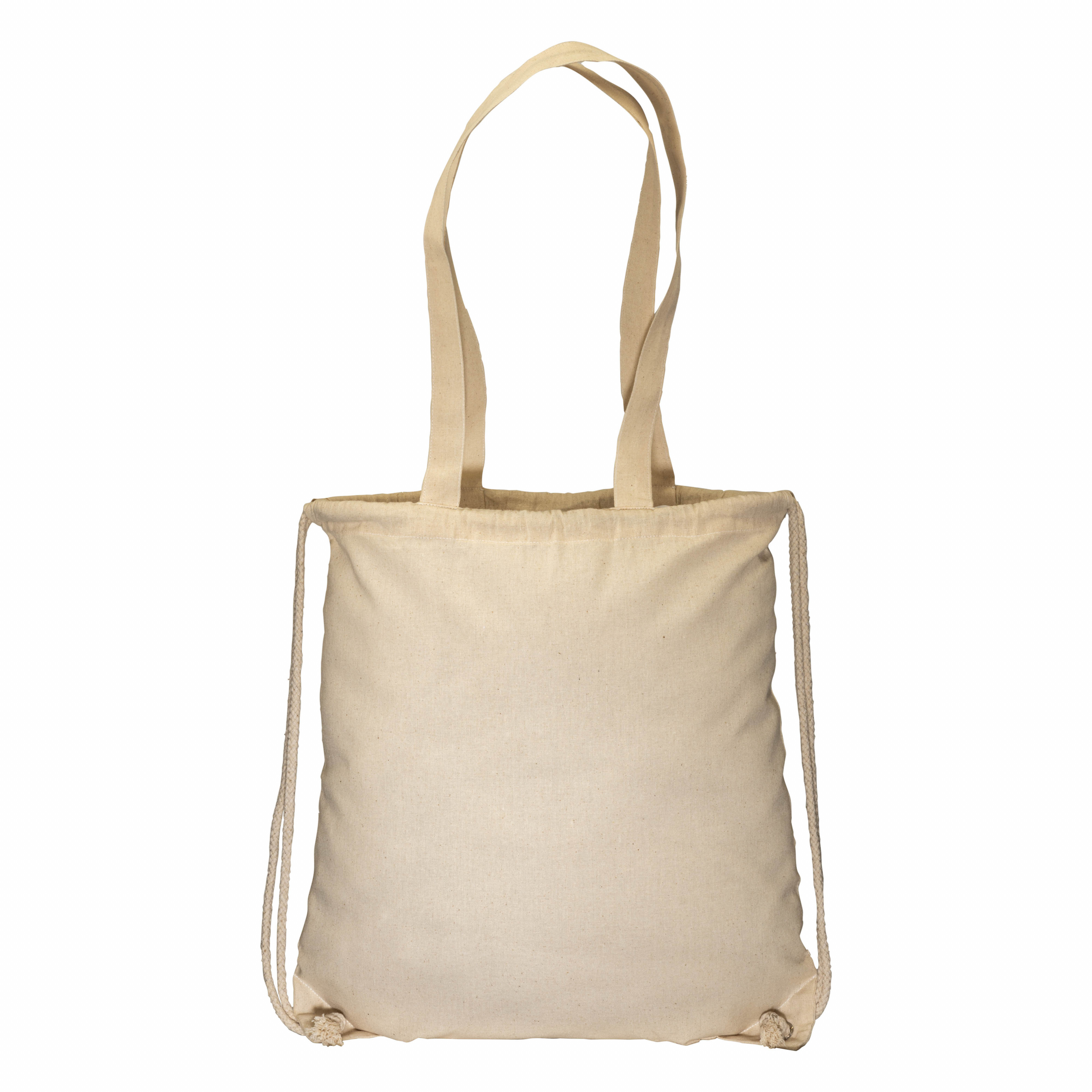 Mochila de algodón de 135 g/m², con cierre de cordón y asas, Natural, , , 135 GR/M2,