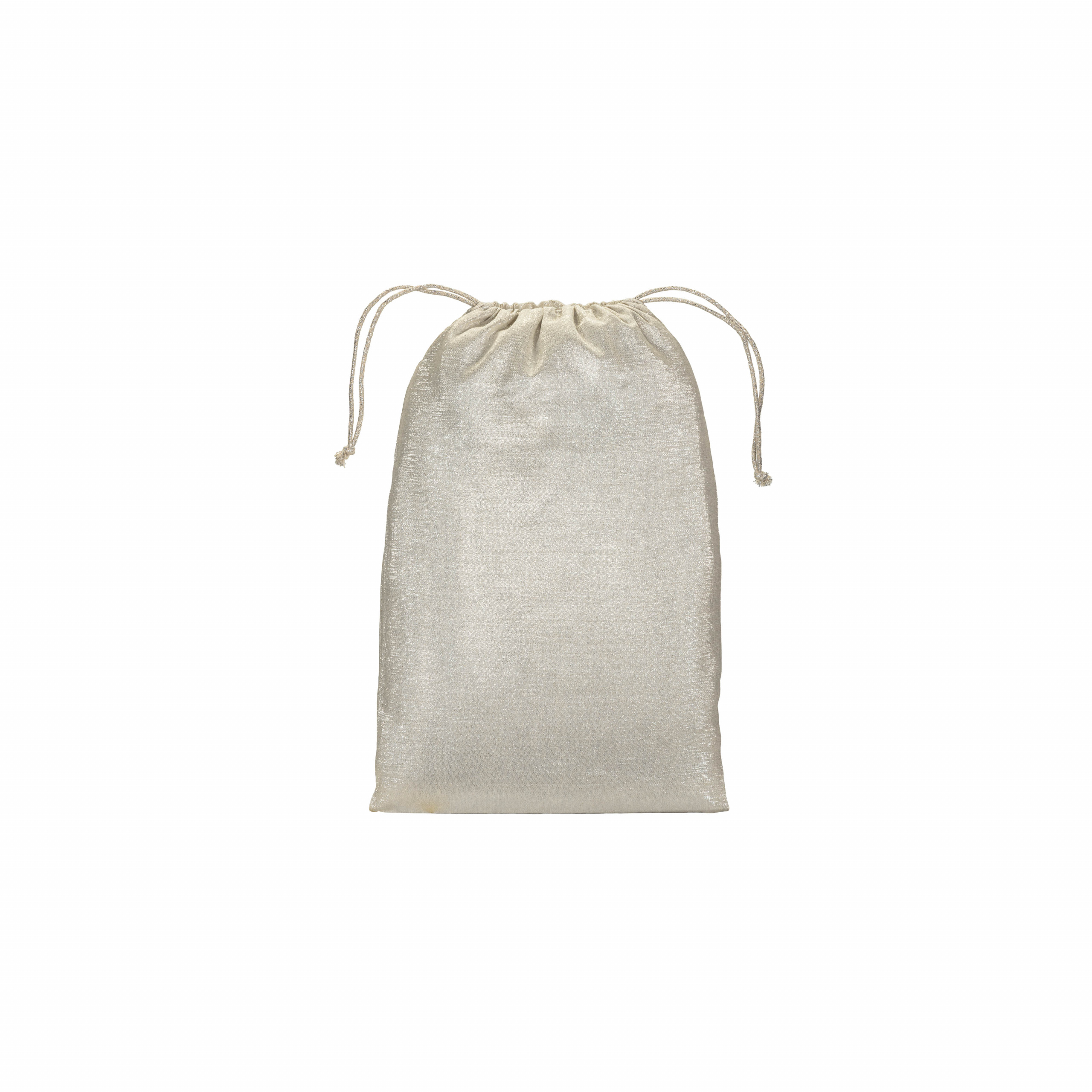 Bolsa para regalo de polialgodón brillante, 90 g/m², con cierre de cordón, Plata, , , 90 GR/M2-75% COT/13% POLY/ 12% METALLIZED FIBER,