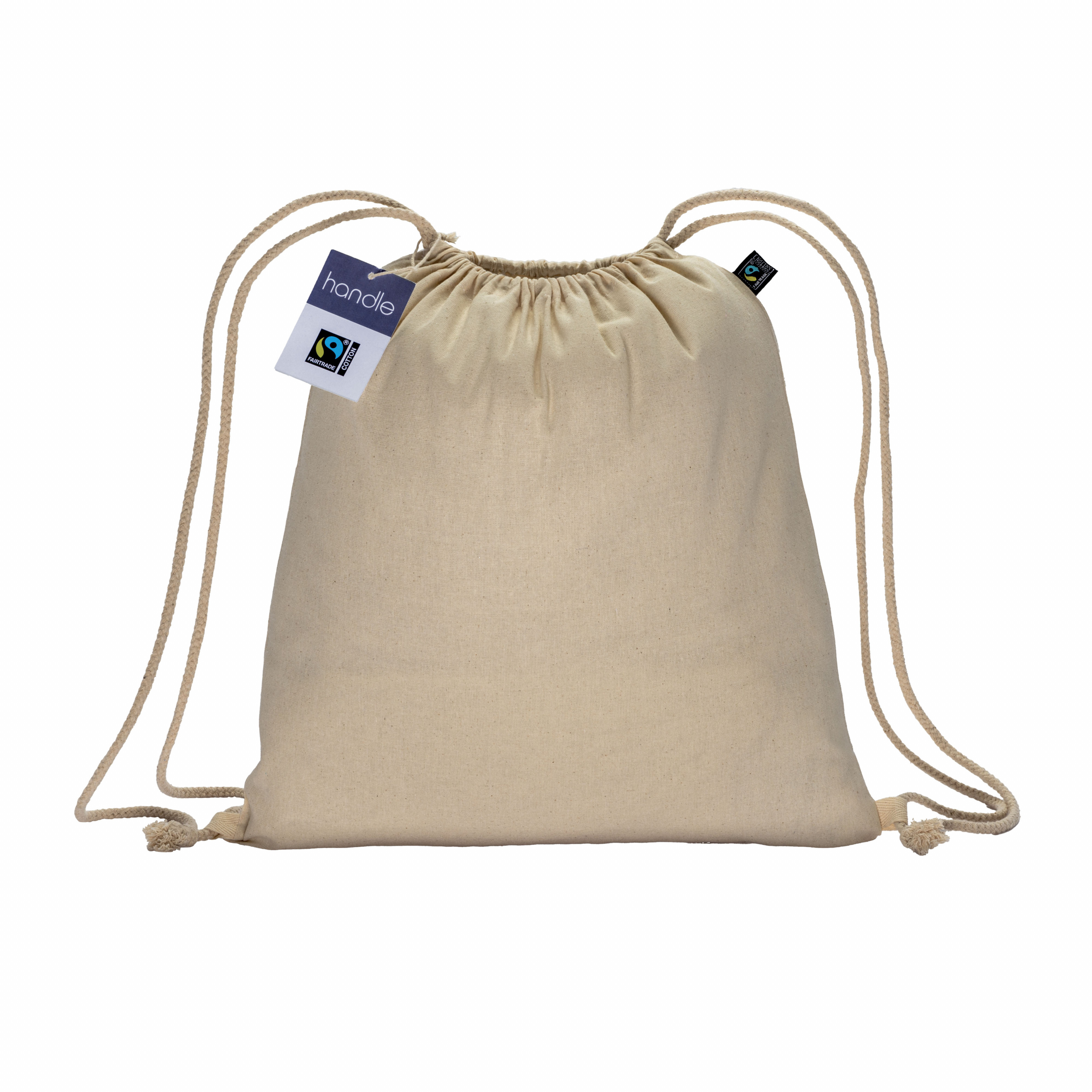 Mochila de algodón FAIRTRADE® 140 g/m² con cierre de cordón, Natural, , , 140 M/2,