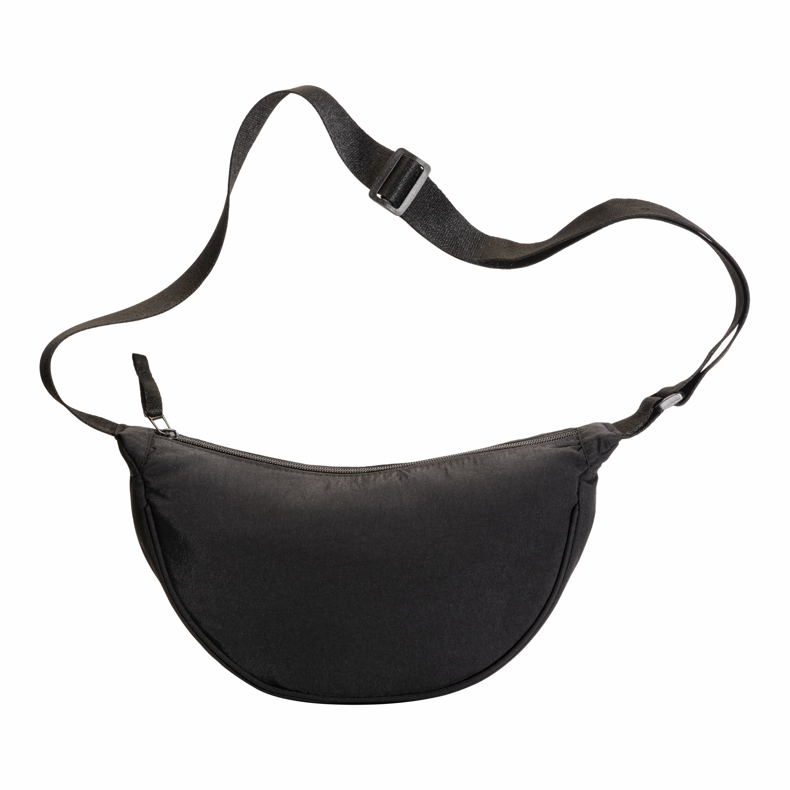 Bolso redondo de nylon con correa ajustable y cierre con cremallera, Negro, , , OUTER NYLON, INNER LININ 190T, INNER FOAM,