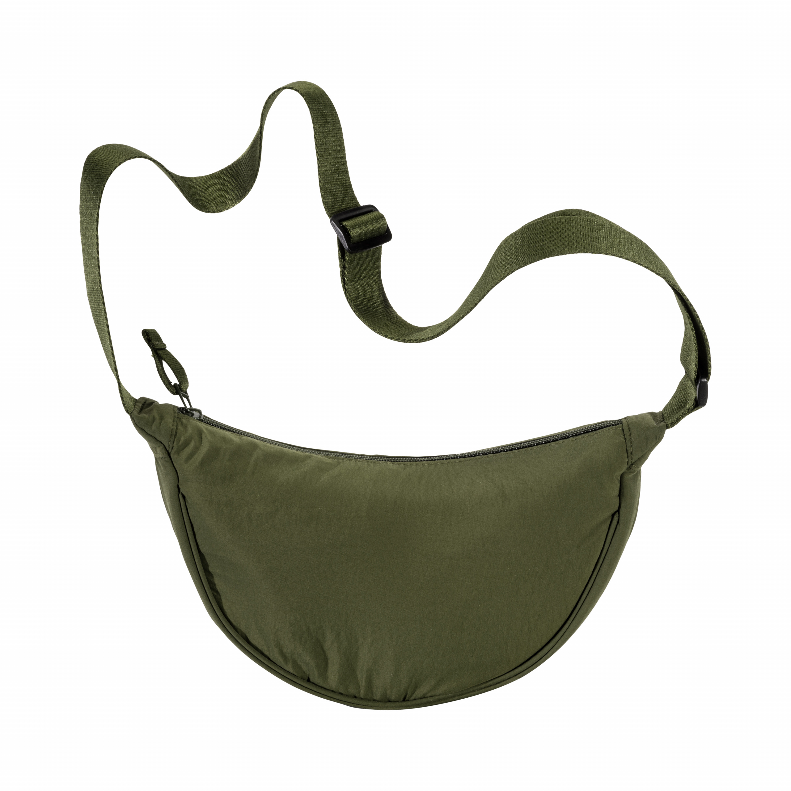 Bolso redondo de nylon con correa ajustable y cierre con cremallera, Verde oscuro, , , OUTER NYLON, INNER LININ 190T, INNER FOAM,