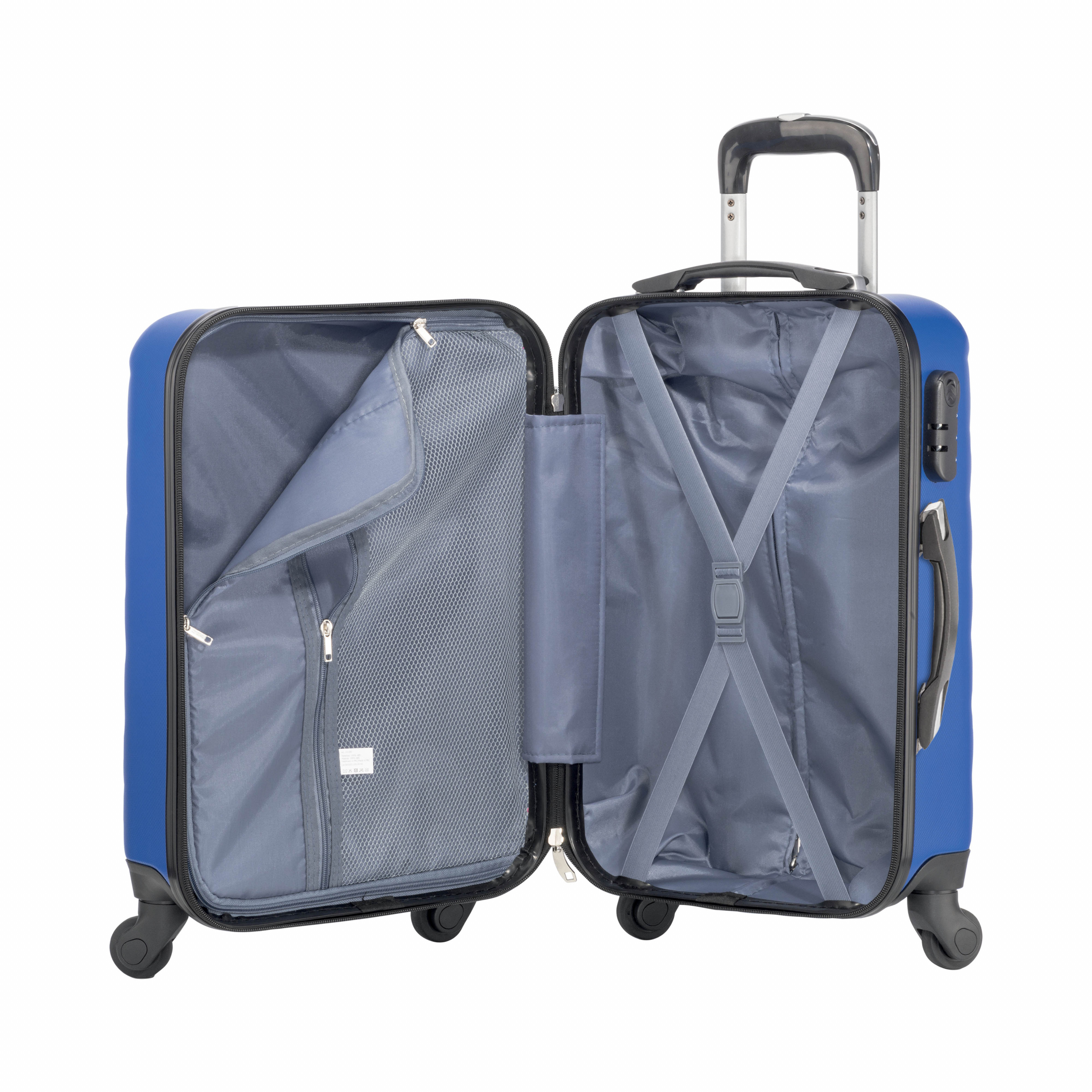 Carro rígido de ABS de 20 pulgadas con cierre de seguridad y 4 ruedas giratorias, Royal, , , ,