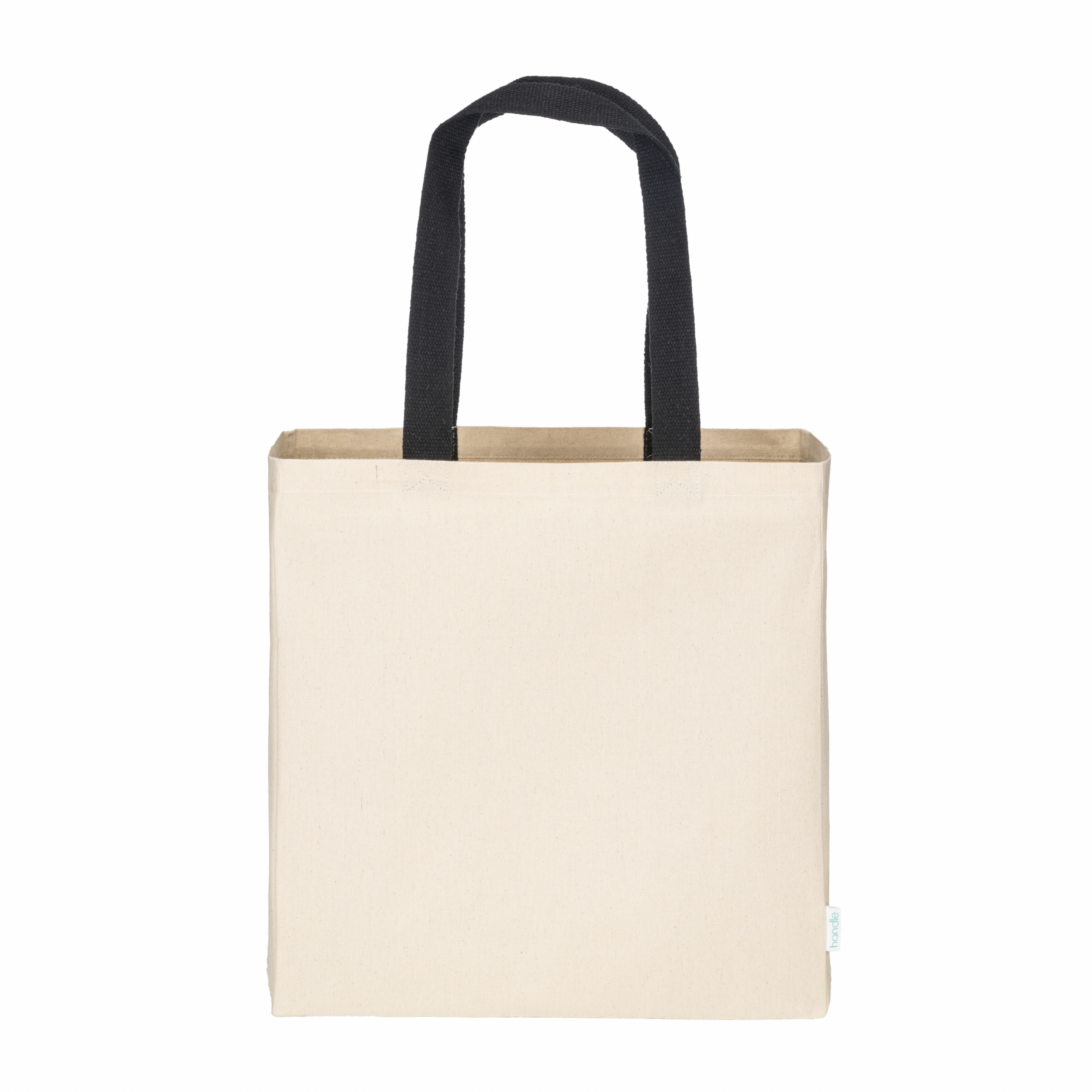 Maxi bolsa shopper de algodón reciclado de 280 g/m2 natural con asas de colores, Negro, , , 80%REC COTT/20%REC POLY-280 G,