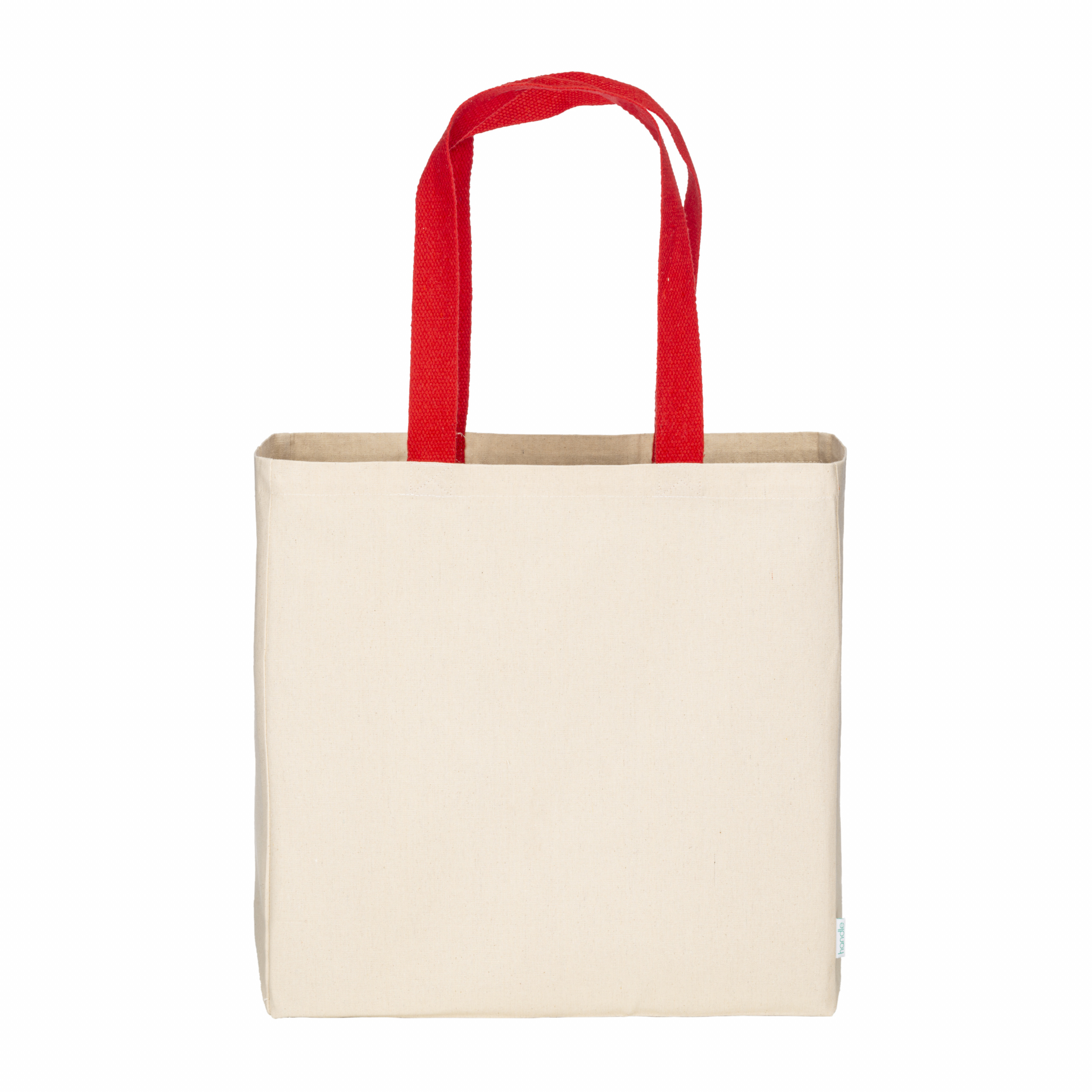 Maxi bolsa shopper de algodón reciclado de 280 g/m2 natural con asas de colores, Rojo, , , 80%REC COTT/20%REC POLY-280 G,
