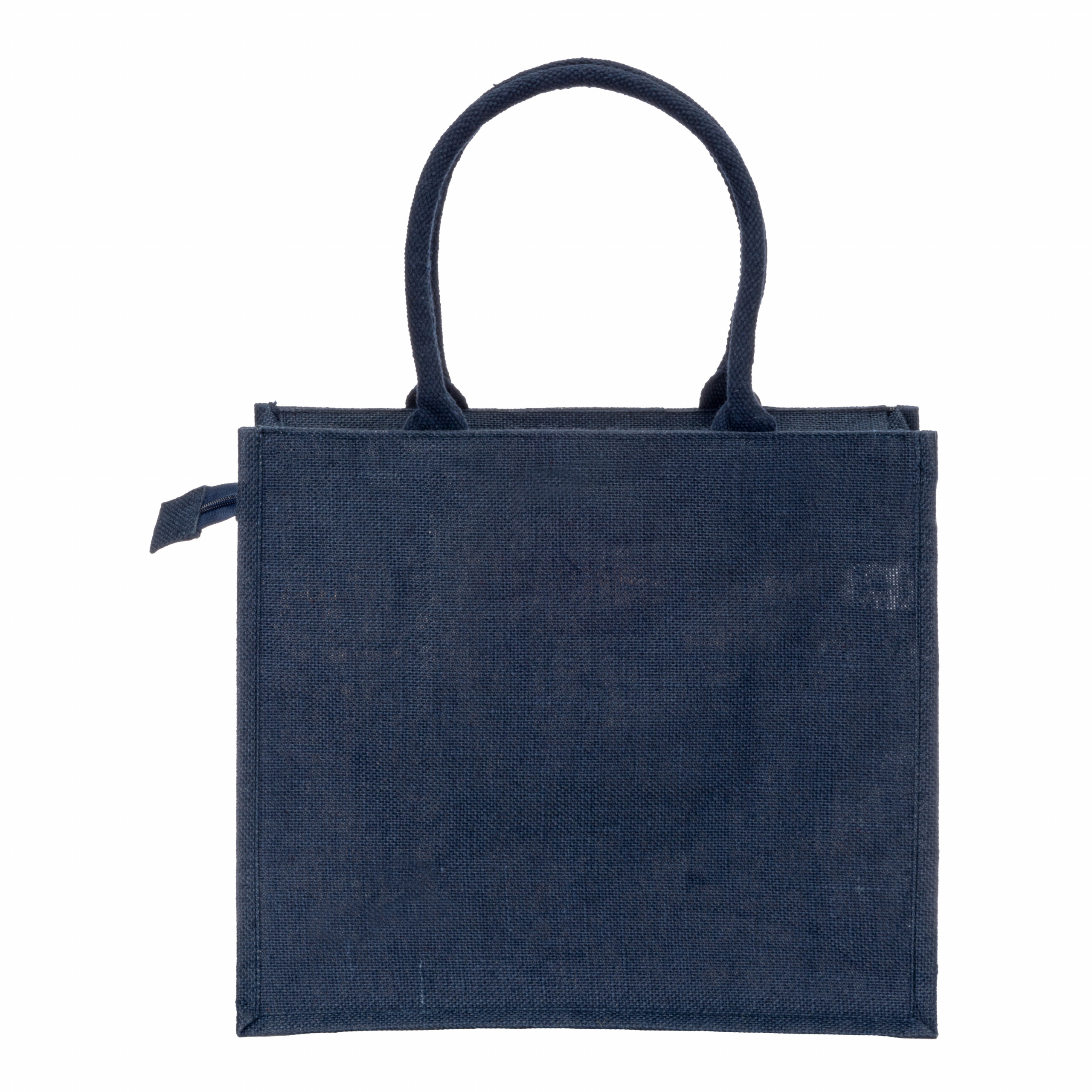 Bolsa de yute con asas de algodón. Equipada con cierre de cremallera, Azul, , , ,