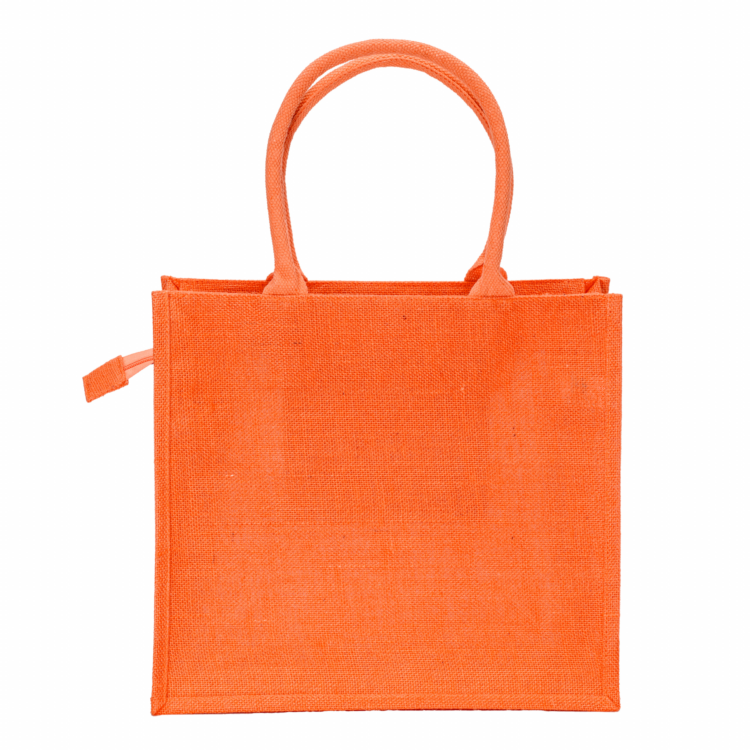 Bolsa de yute con asas de algodón. Equipada con cierre de cremallera, Naranja, , , ,