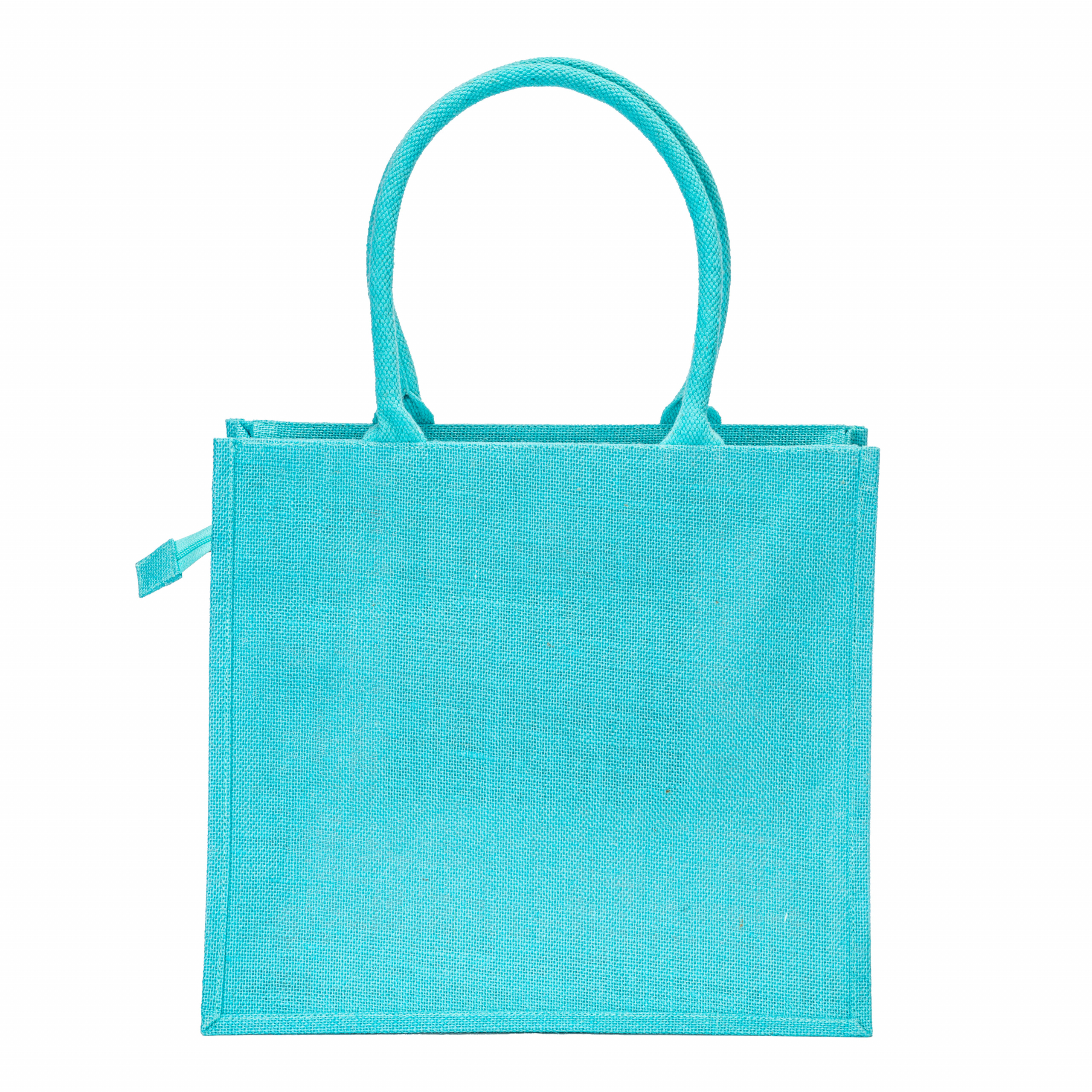 Bolsa de yute con asas de algodón. Equipada con cierre de cremallera, Celeste, , , ,