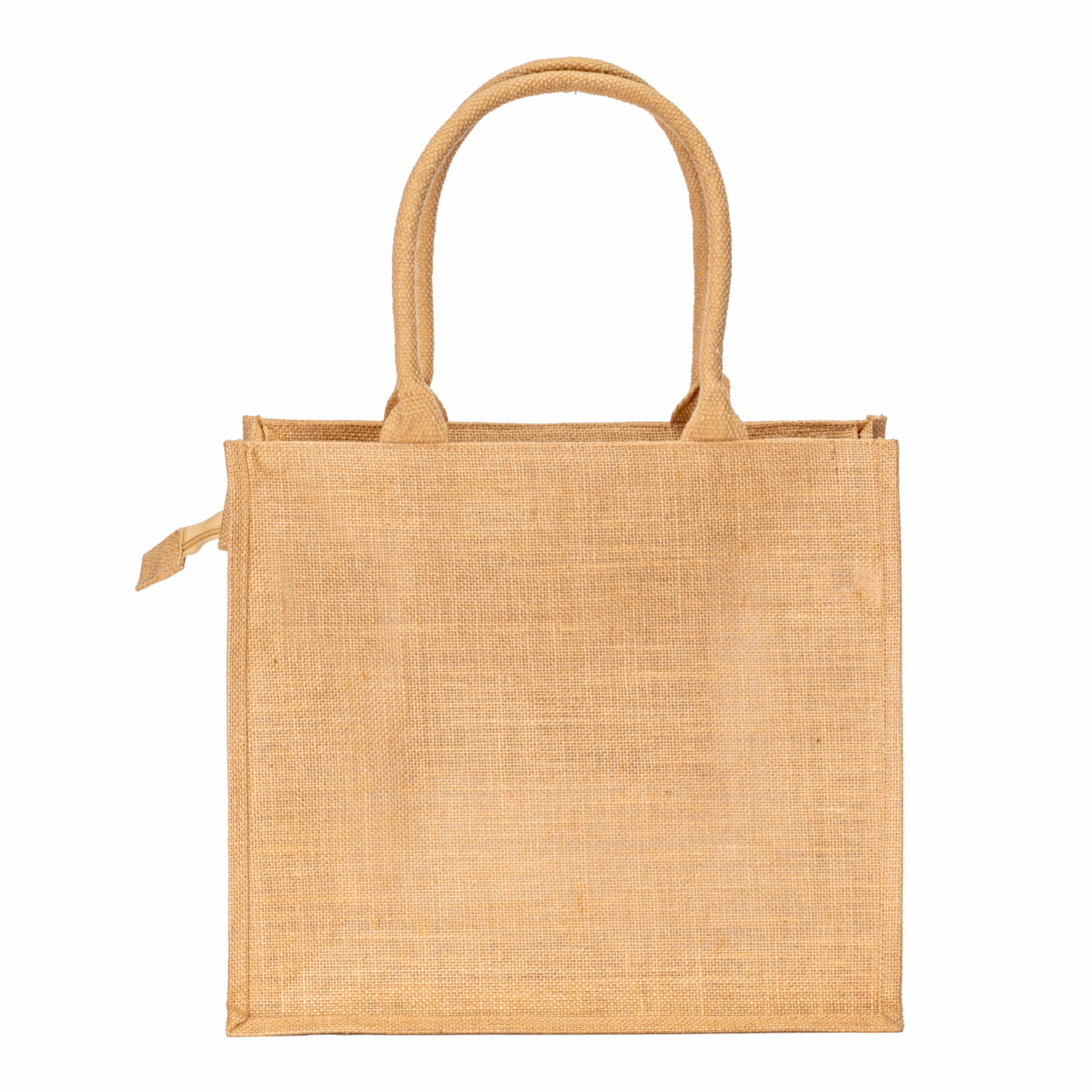 Bolsa de yute con asas de algodón. Equipada con cierre de cremallera, Natural, , , ,