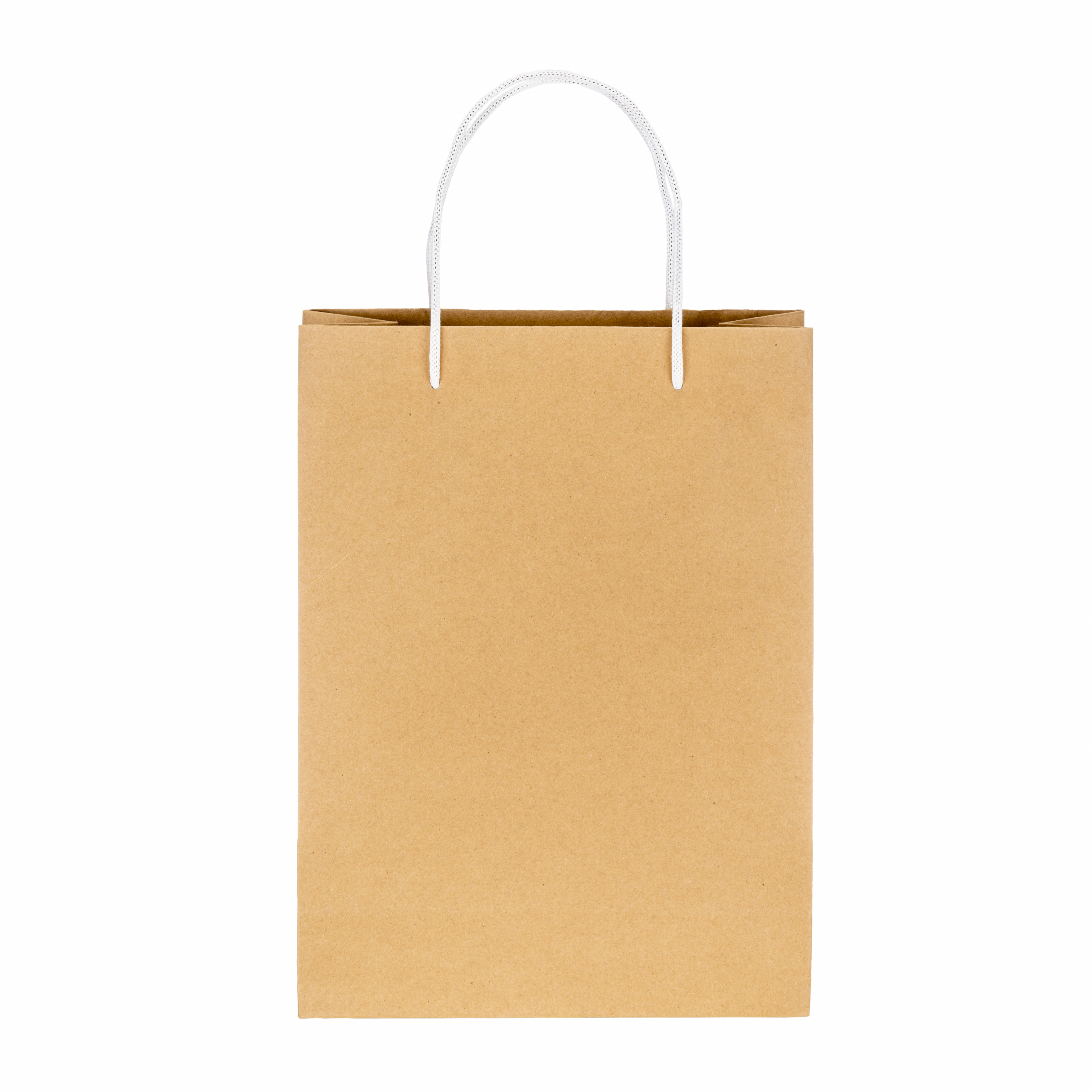 Bolsa de papel reciclado natural de 150 g/m2 con fuelle y asas cortas de color, Blanco, , , 170 G/M,