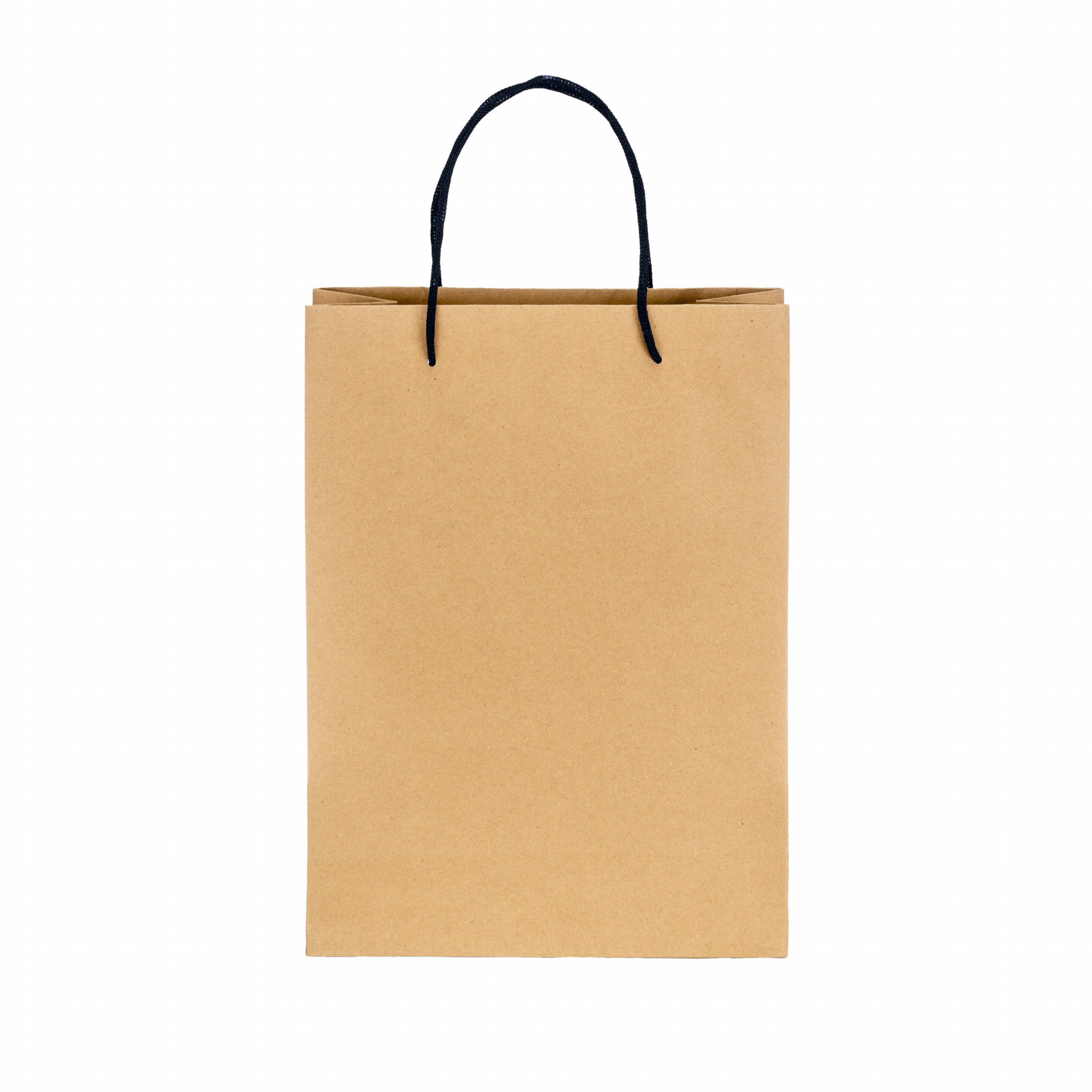 Bolsa de papel reciclado natural de 150 g/m2 con fuelle y asas cortas de color, Negro, , , 170 G/M,