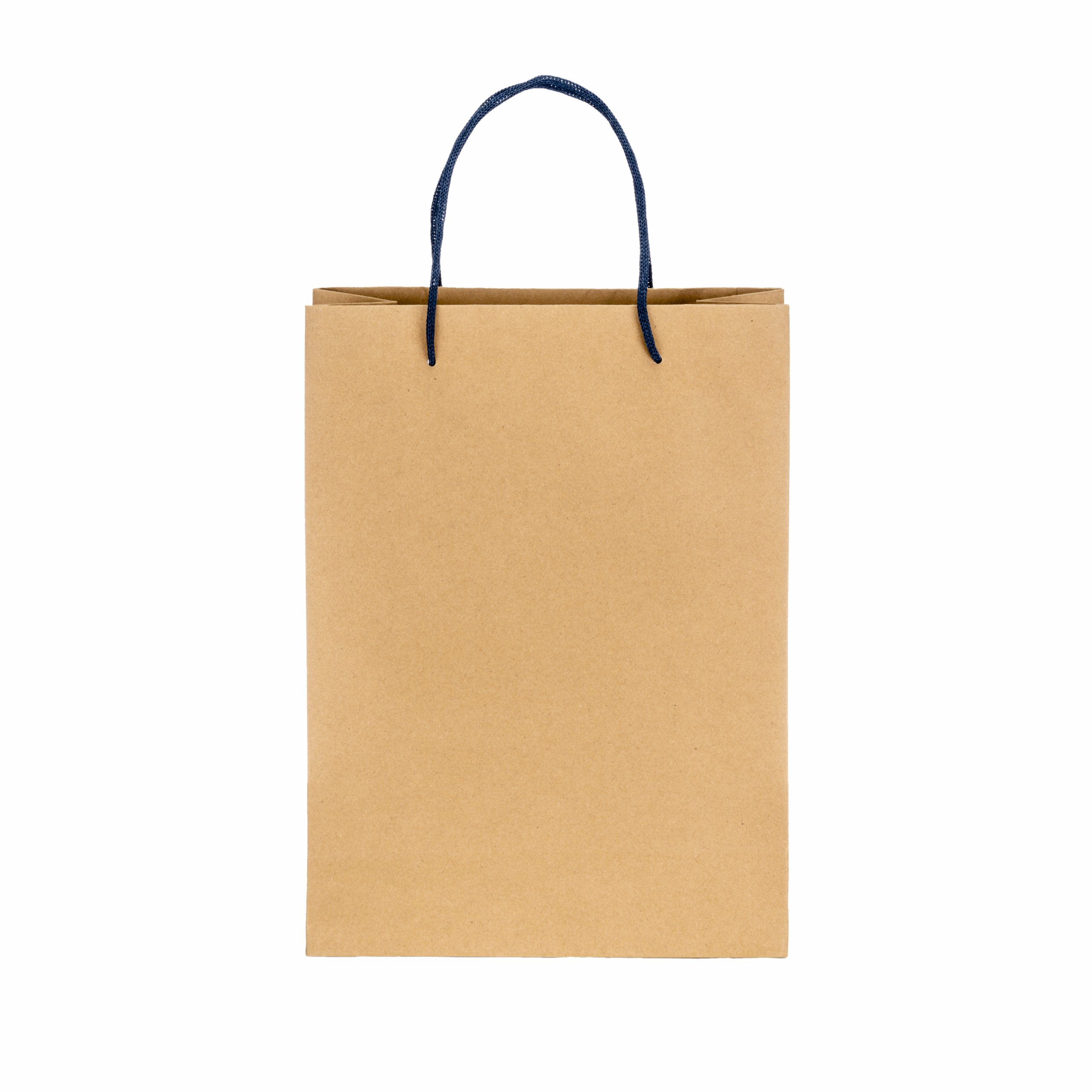 Bolsa de papel reciclado natural de 150 g/m2 con fuelle y asas cortas de color, Azul, , , 170 G/M,