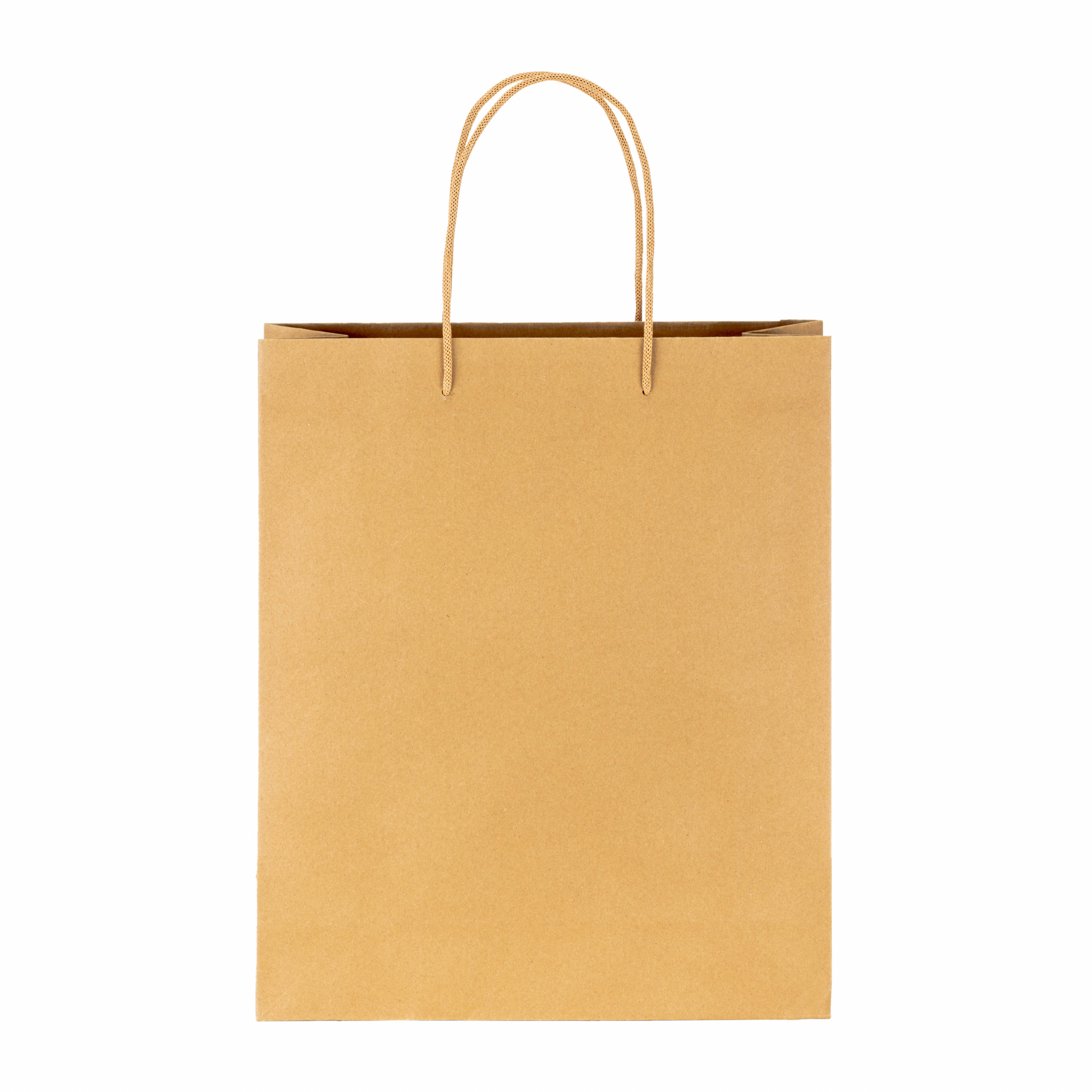 Bolsa de papel reciclado natural de 150 g/m2 con fuelle y asas cortas de color, Natural, , , ,