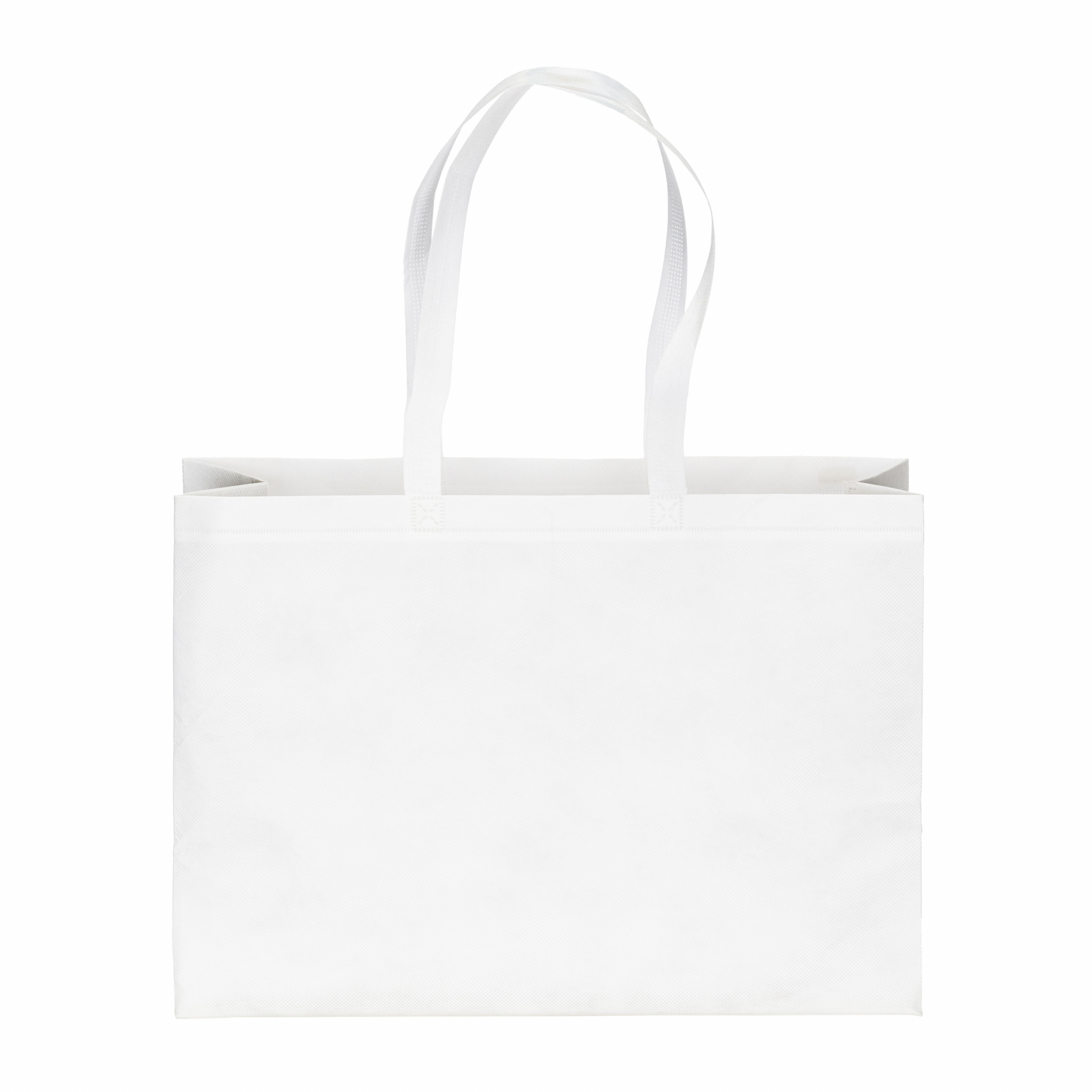 Bolsa shopper fabricada en PET reciclado de 100 g/m2 (TNT R-PET) termosellado, Blanco, , , 100 G/M,