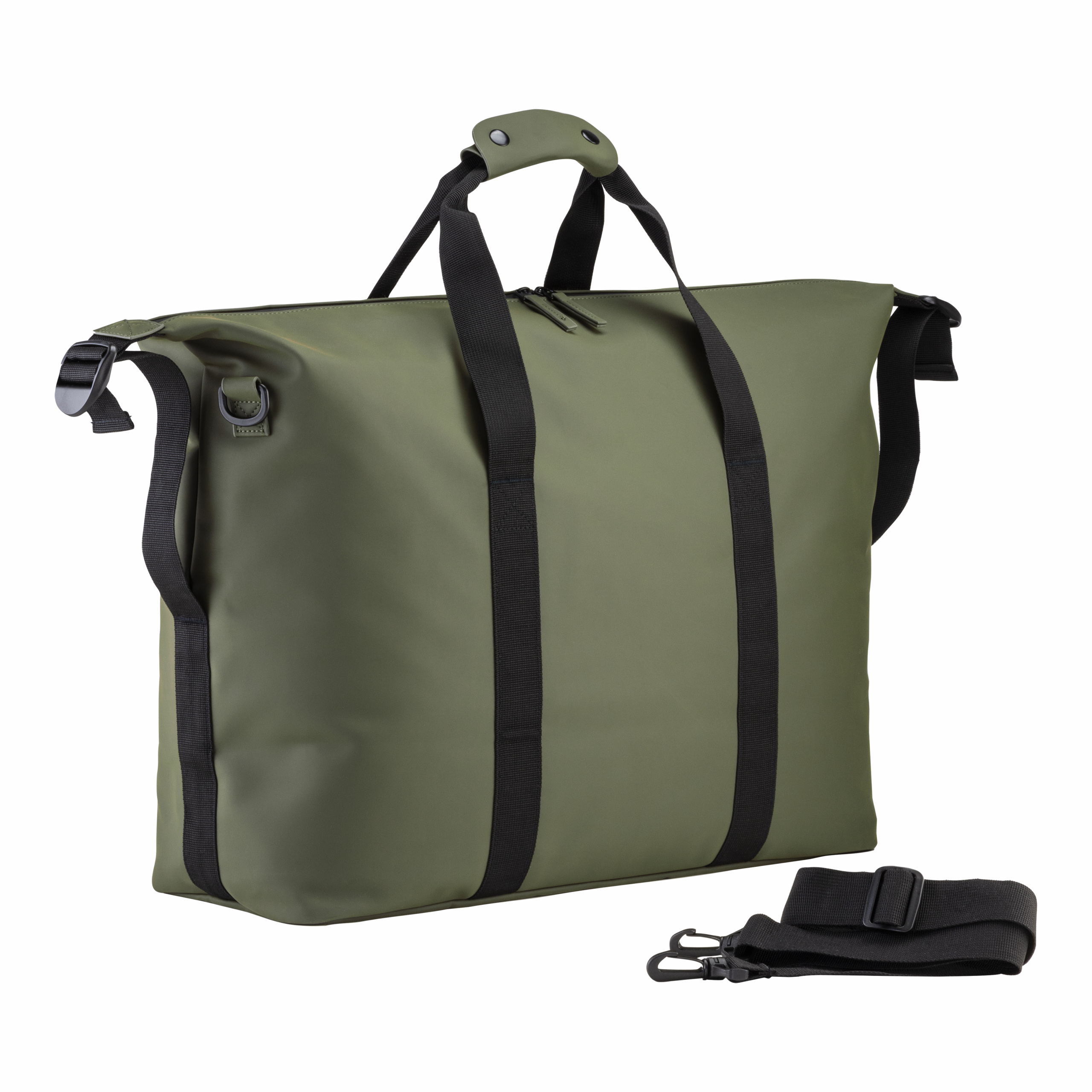Bolso Duffle en PU suave resistente al agua, Verde oscuro, , , ,