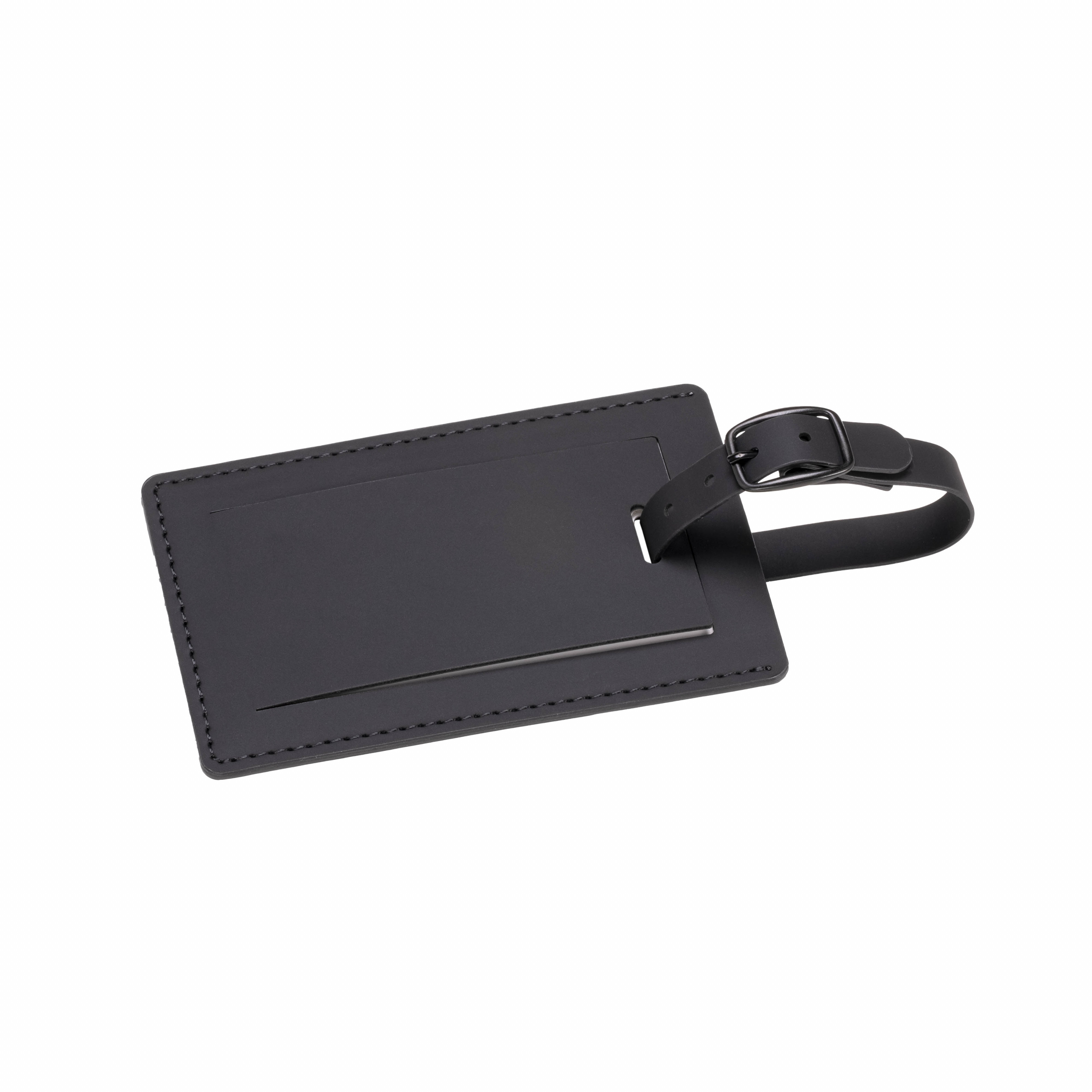 Etiqueta de equipaje de PU blando. Con tarjeta interior para nombre y datos de contacto, Negro, , , ,